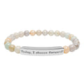 Engraved Natural Stone Stretch Bracelet — "Today, I Choose Forward" Affirmation Bar