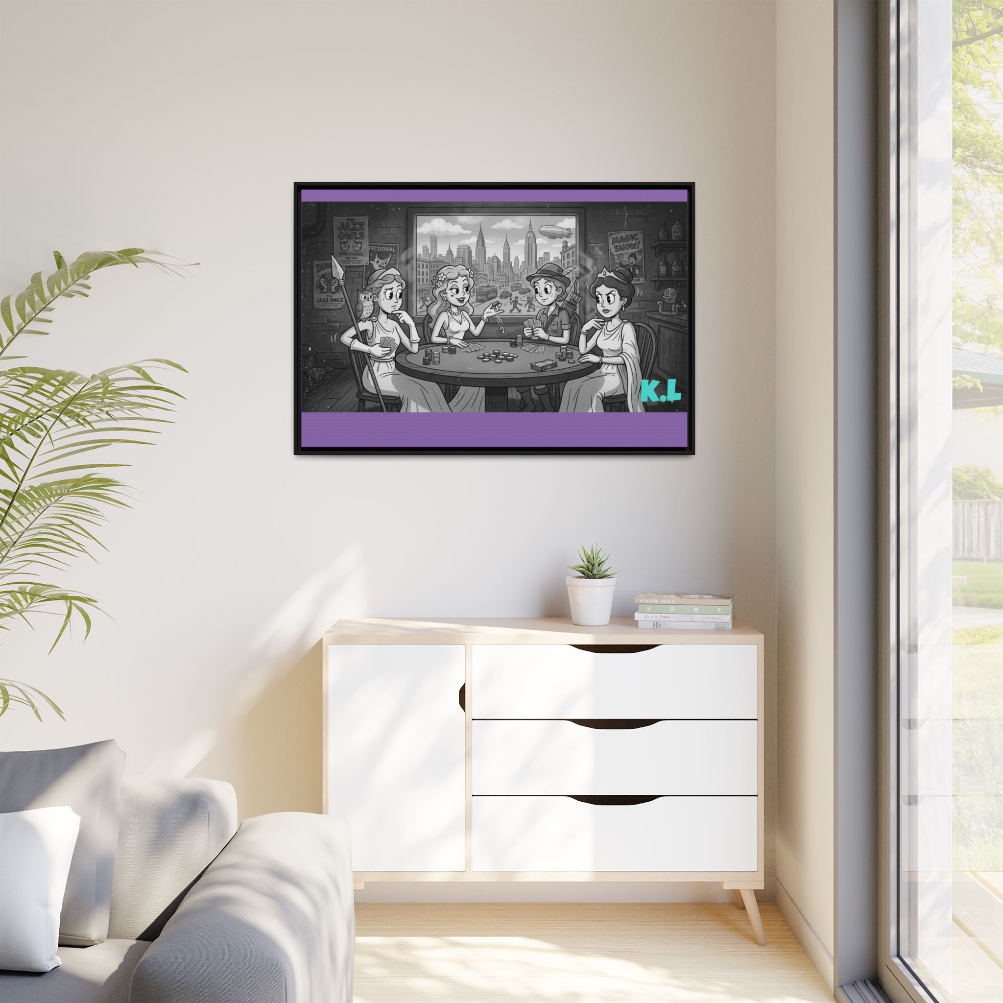 Framed Matte Canvas - Vintage Goddess Poker Night Print