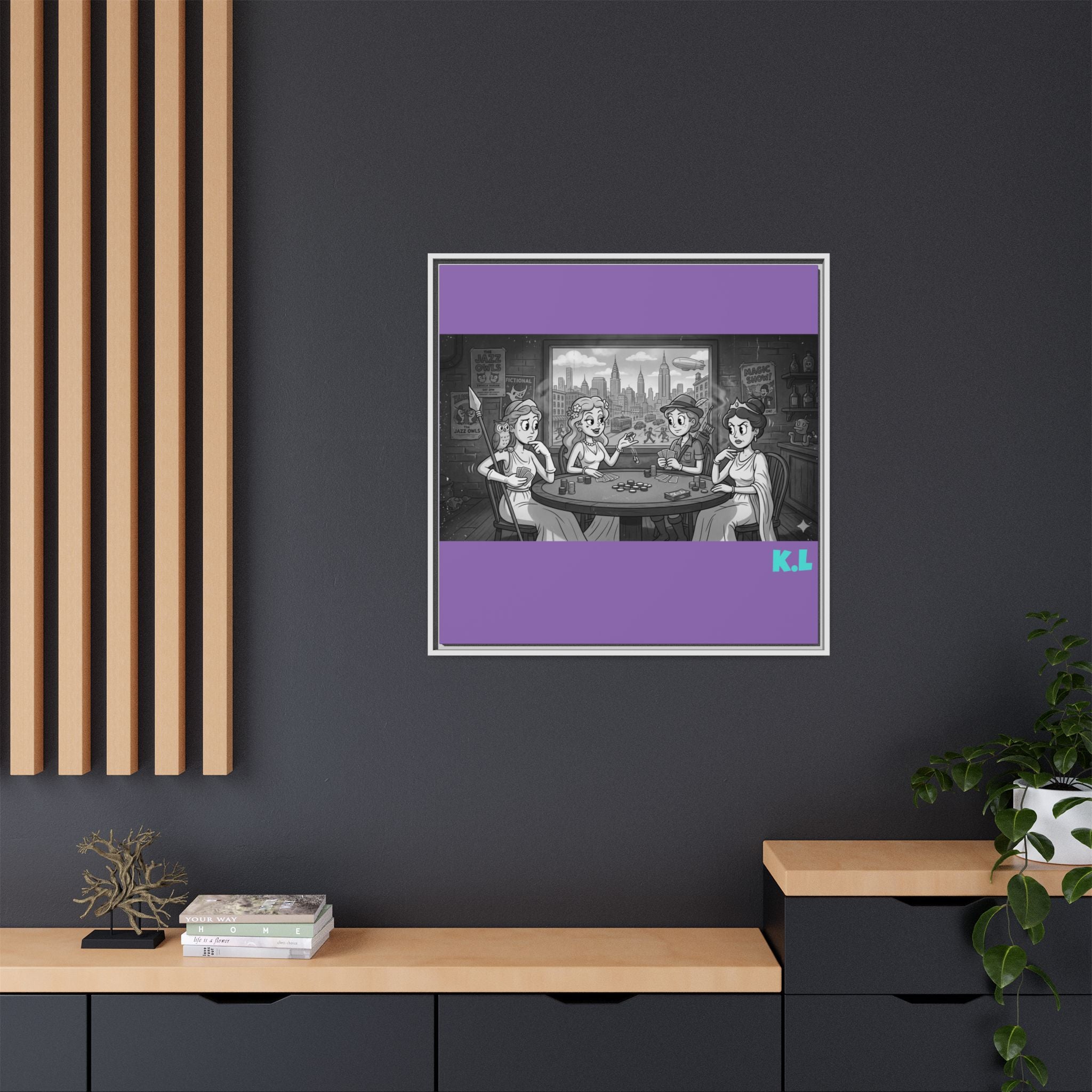 Framed Matte Canvas - Vintage Goddess Poker Night Print