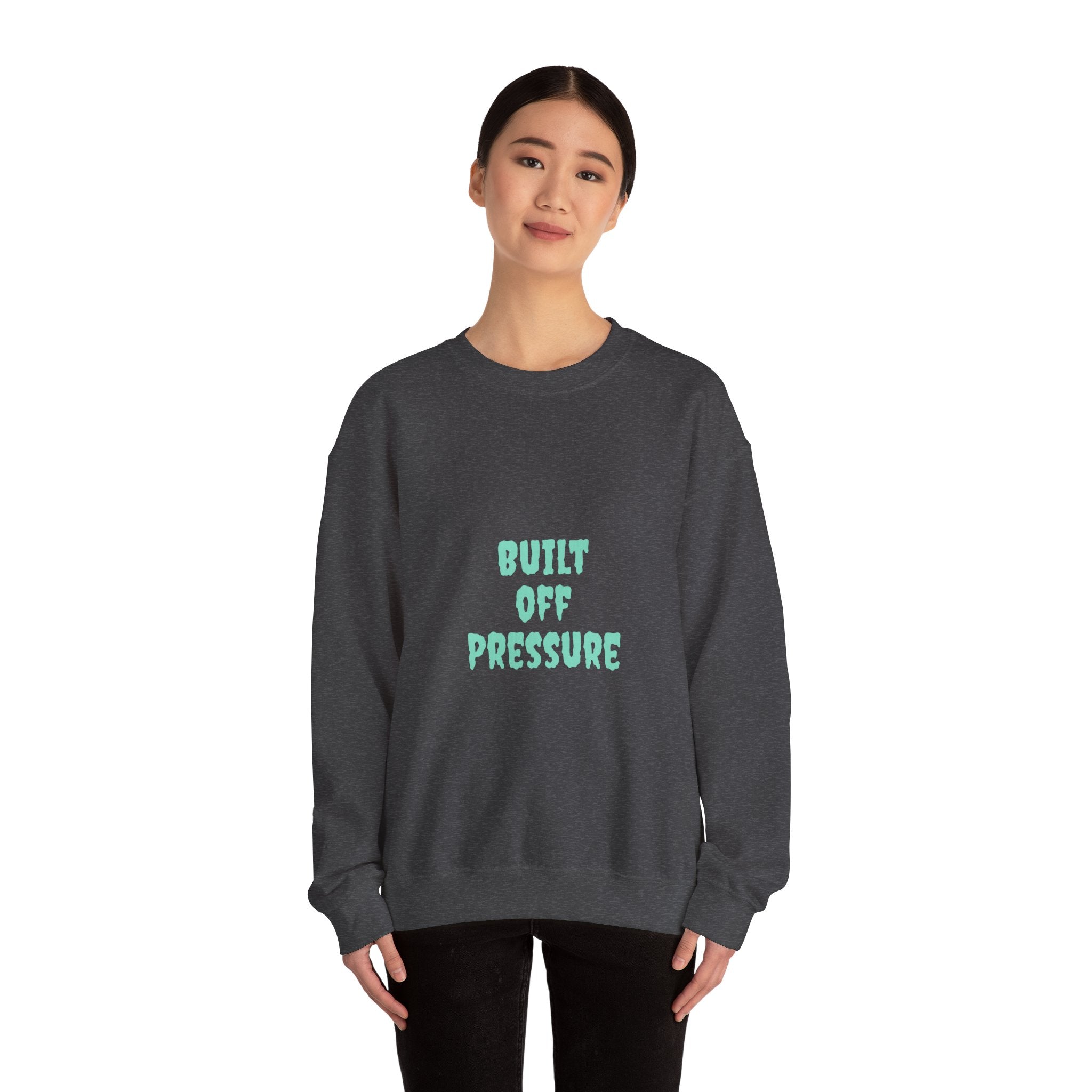 Crewneck Sweatshirt — "Built Off Pressure" Diamond UFO Floral Back Print