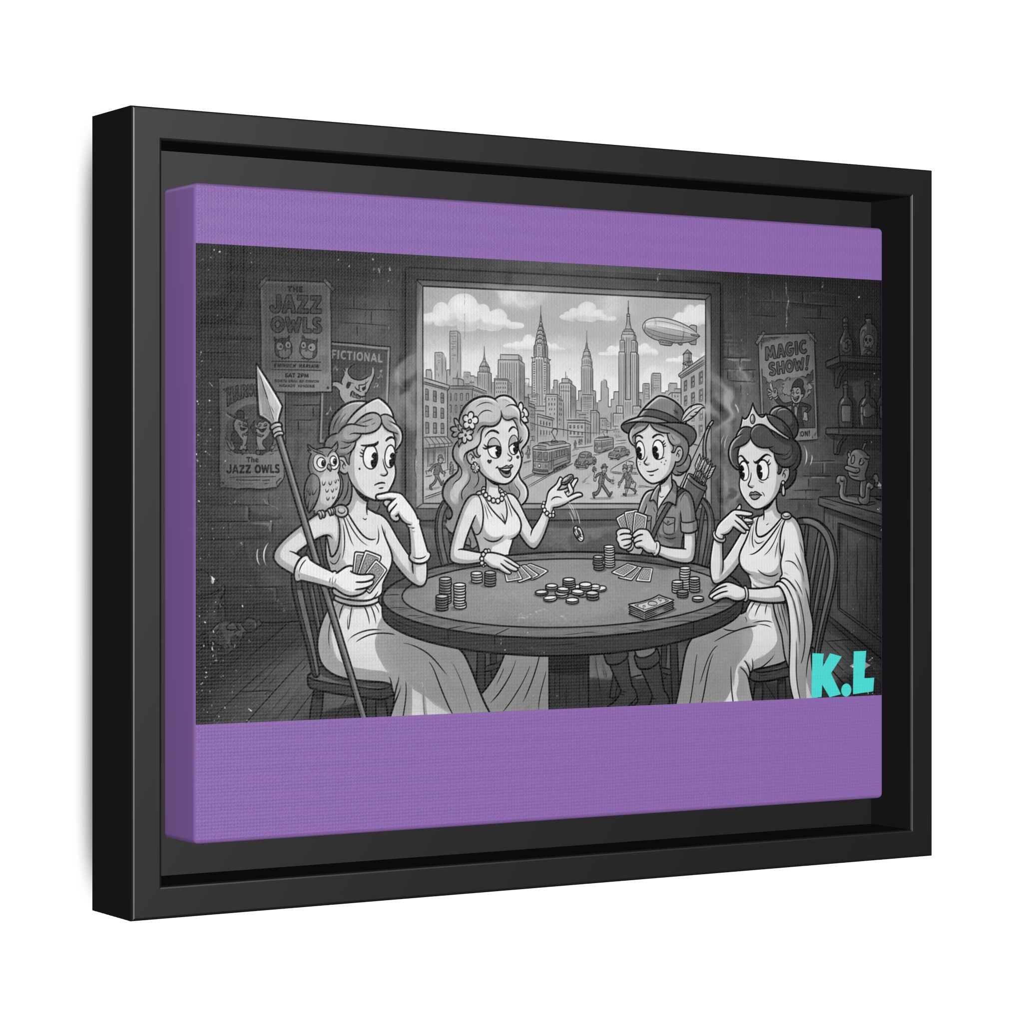 Framed Matte Canvas - Vintage Goddess Poker Night Print