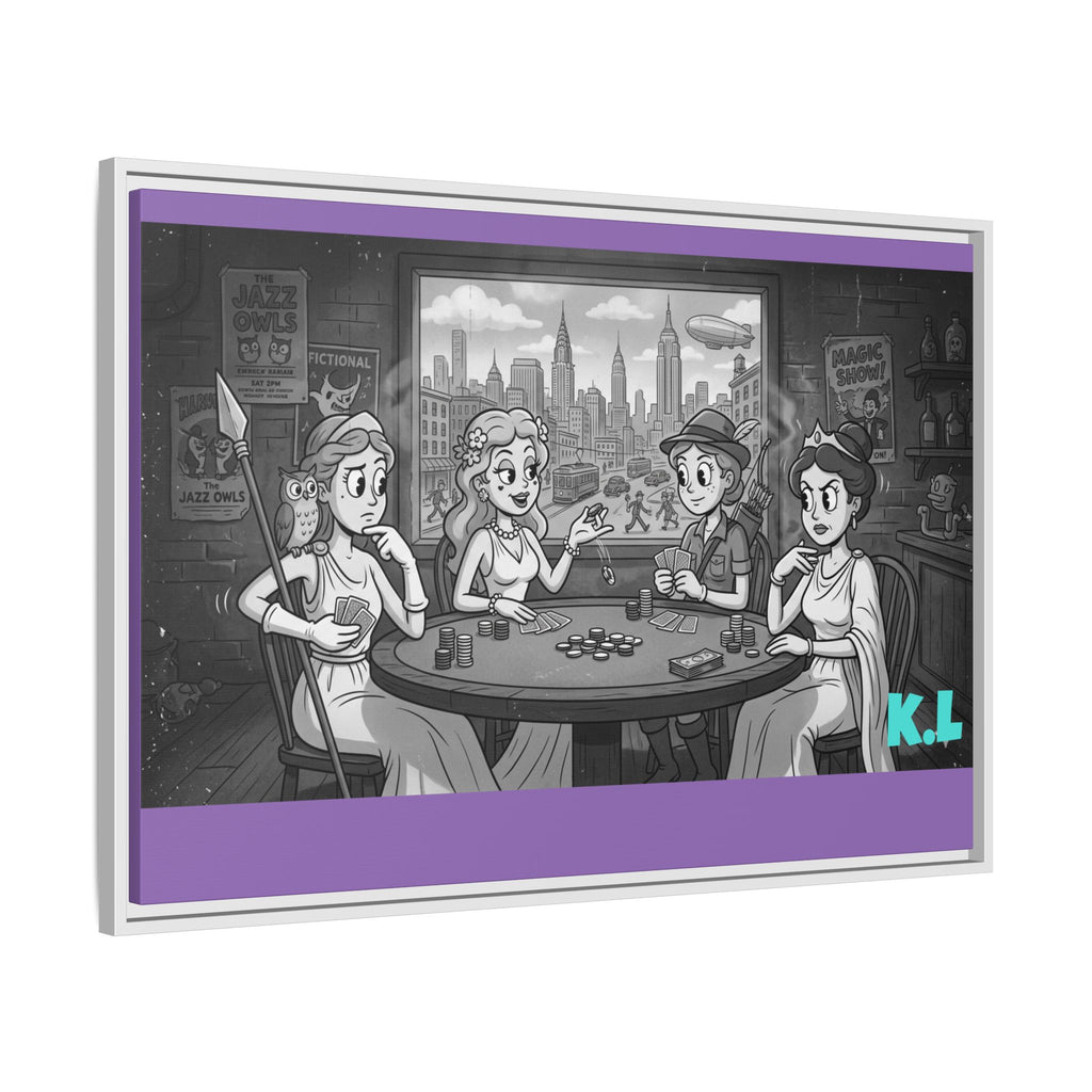 Framed Matte Canvas - Vintage Goddess Poker Night Print