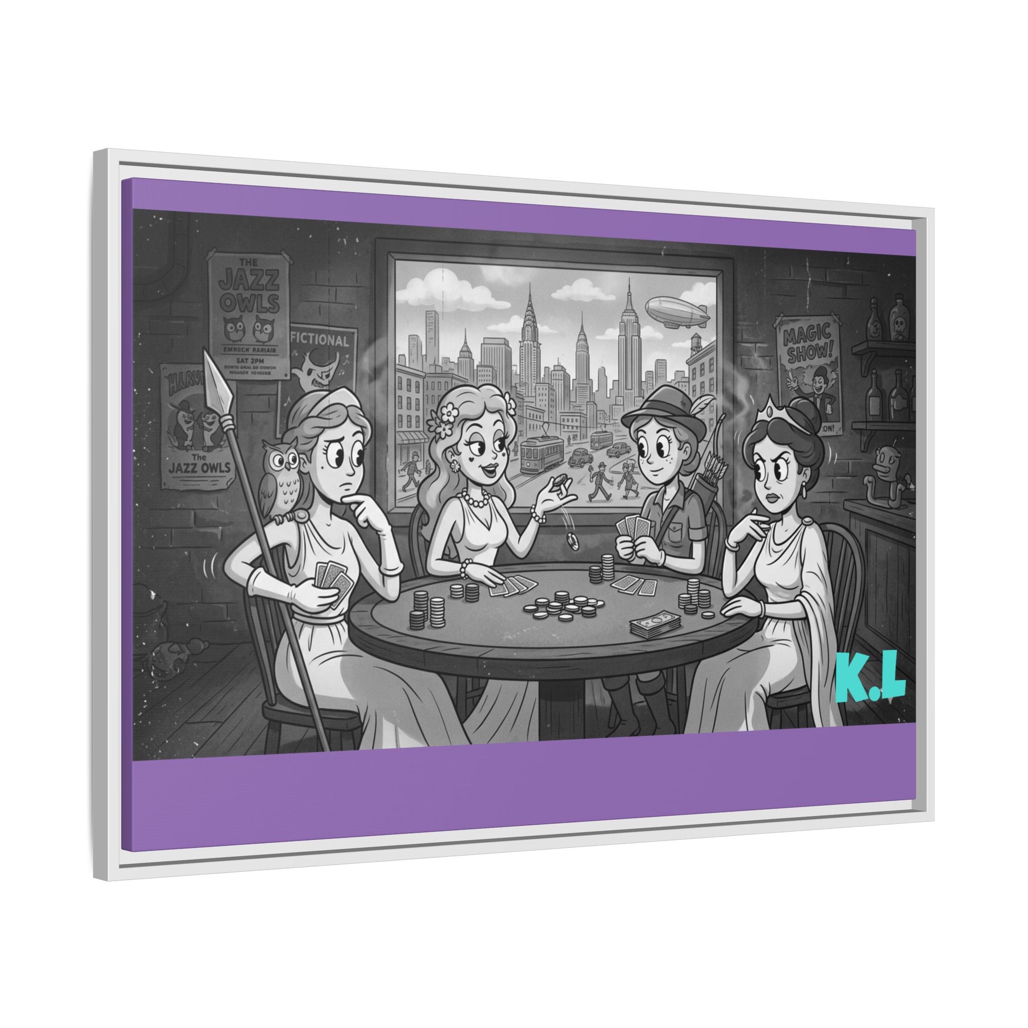 Framed Matte Canvas - Vintage Goddess Poker Night Print