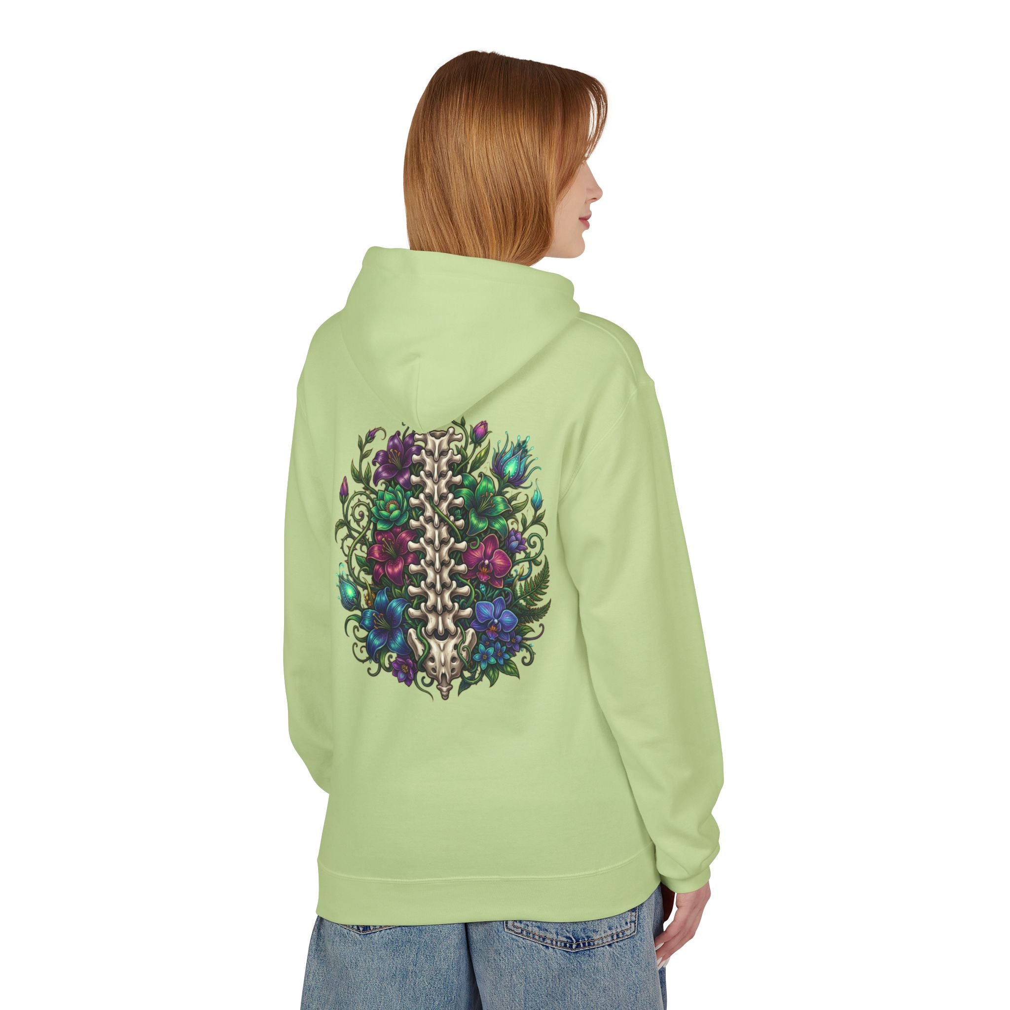 Spine & Blossoms Hoodie — "Soft Heart, Strong Spine!" Graphic Pullover