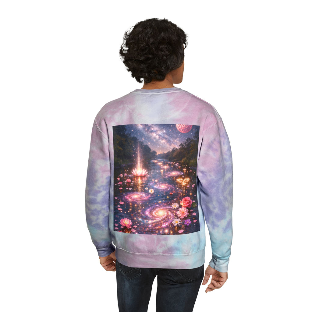 Tie-Dye Sweatshirt — "Dripping in Purpose!" Motivational Blue Tie-Dye Crewneck