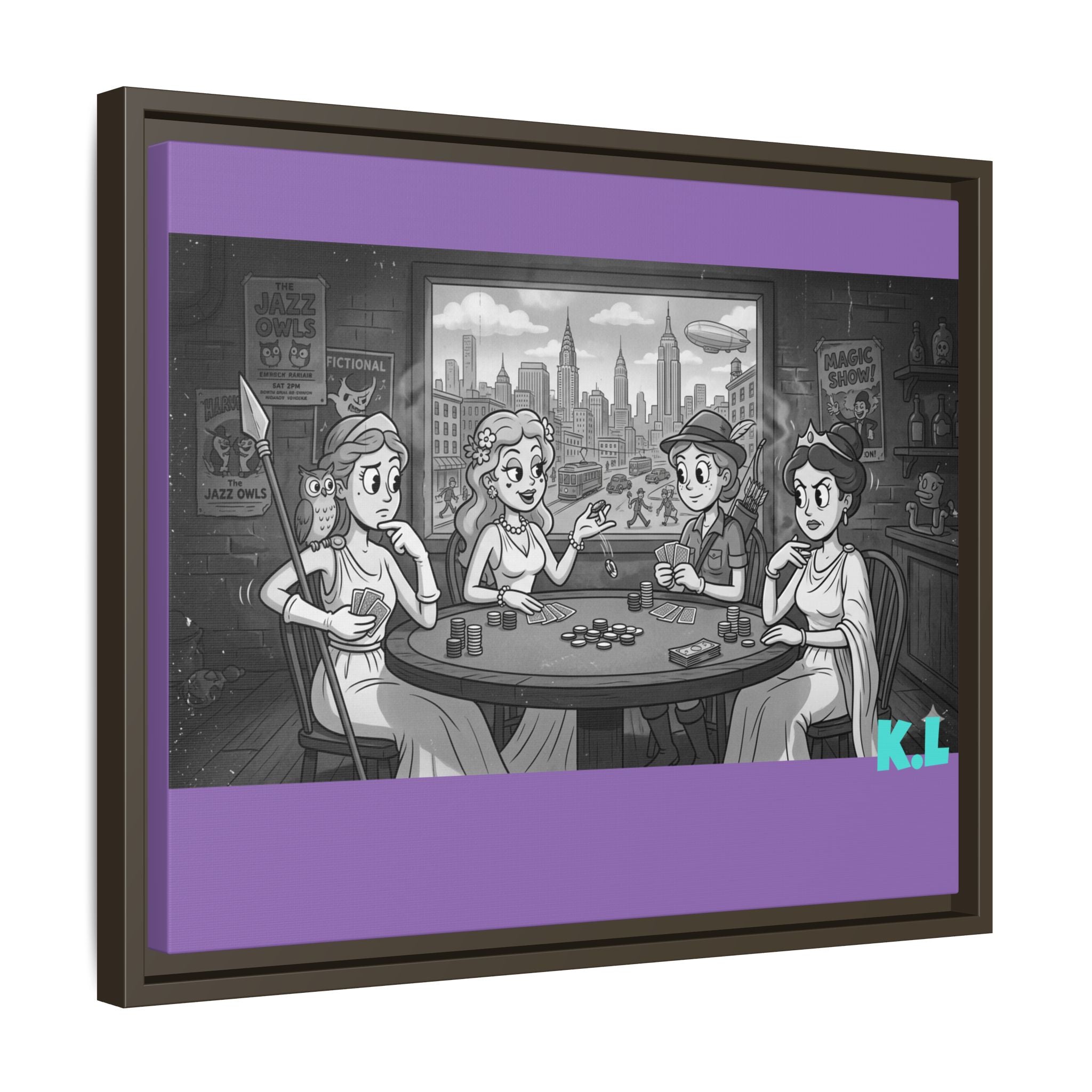 Framed Matte Canvas - Vintage Goddess Poker Night Print