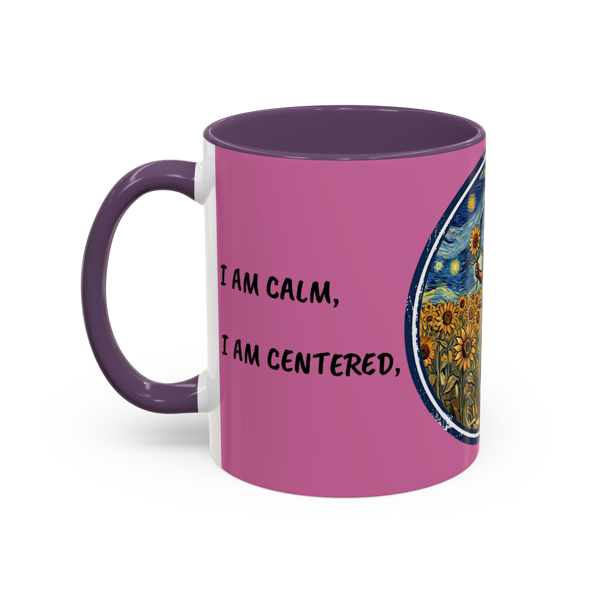 Hedgehog Sunflower Coffee Mug — "I Am At Peace" Accent Ceramic Mug