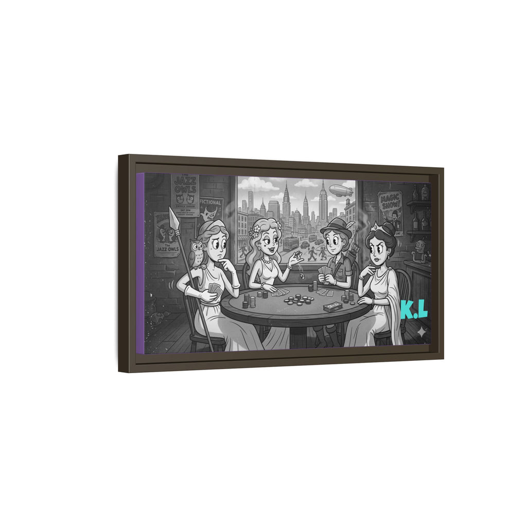 Framed Matte Canvas - Vintage Goddess Poker Night Print
