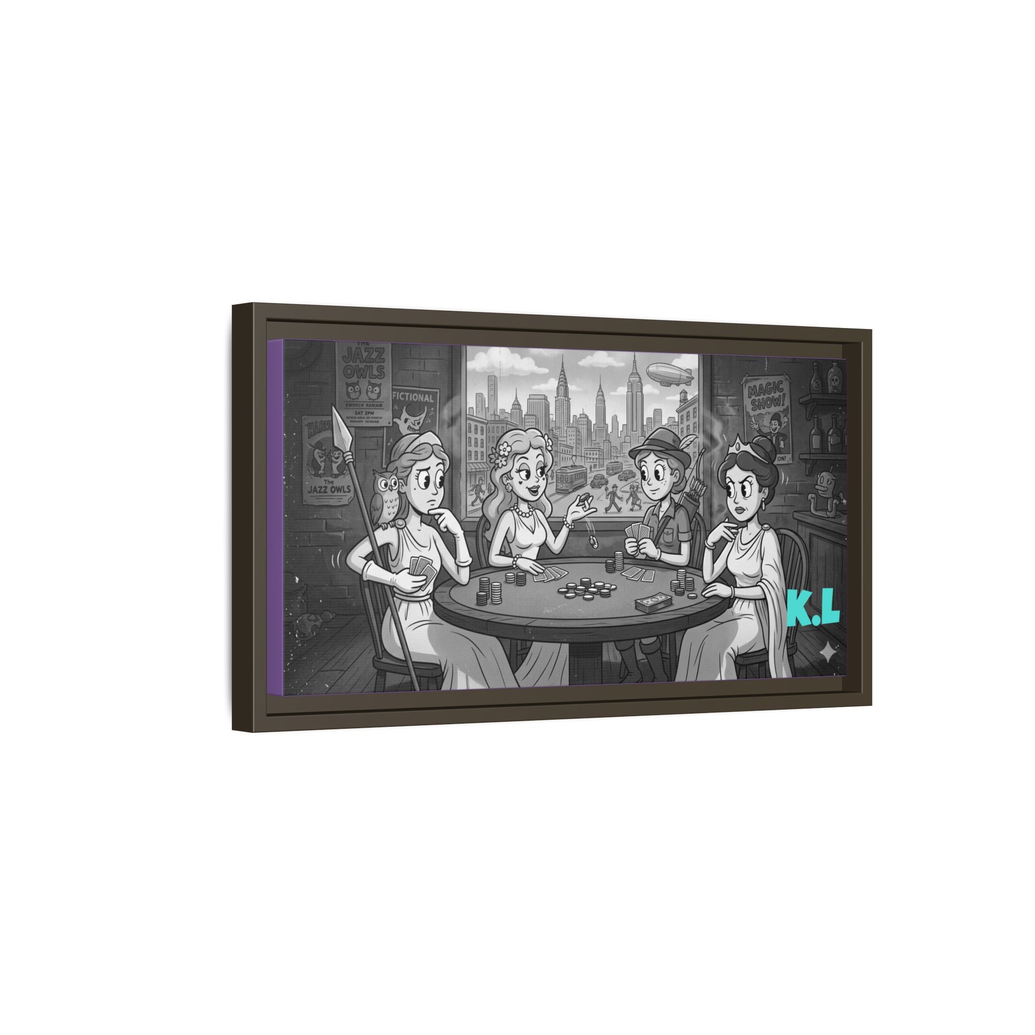 Framed Matte Canvas - Vintage Goddess Poker Night Print