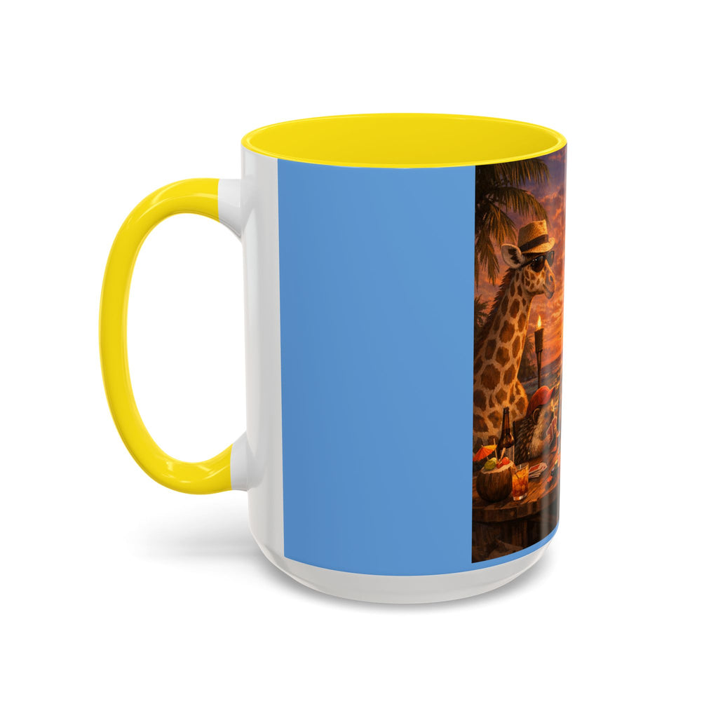 Sunset Poker Nights Animal Coffee Mug — Giraffe & Hedgehog Friends (11/15 oz)