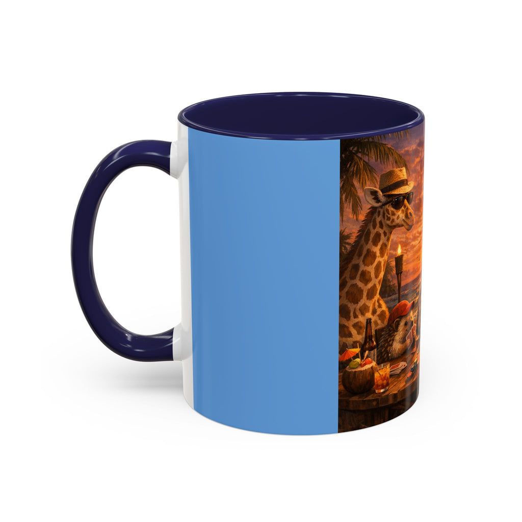 Sunset Poker Nights Animal Coffee Mug — Giraffe & Hedgehog Friends (11/15 oz)