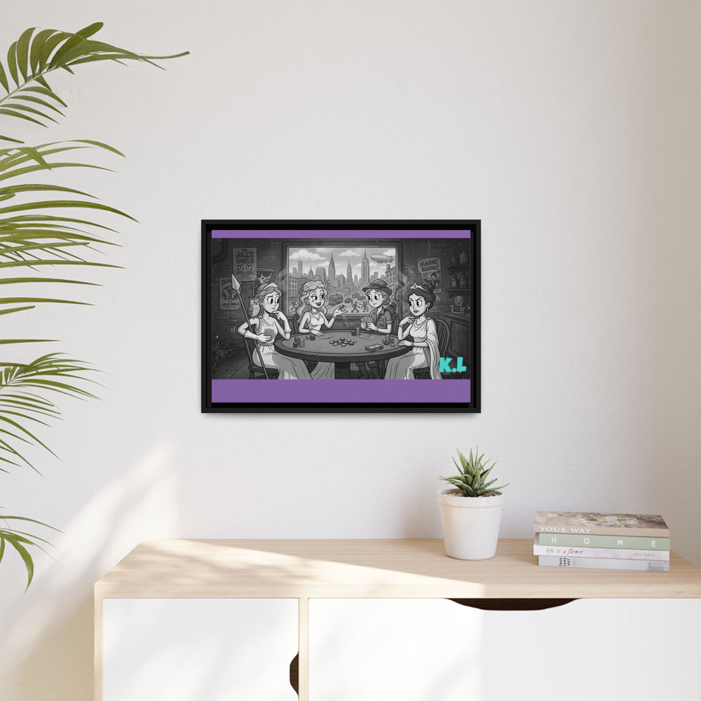 Framed Matte Canvas - Vintage Goddess Poker Night Print