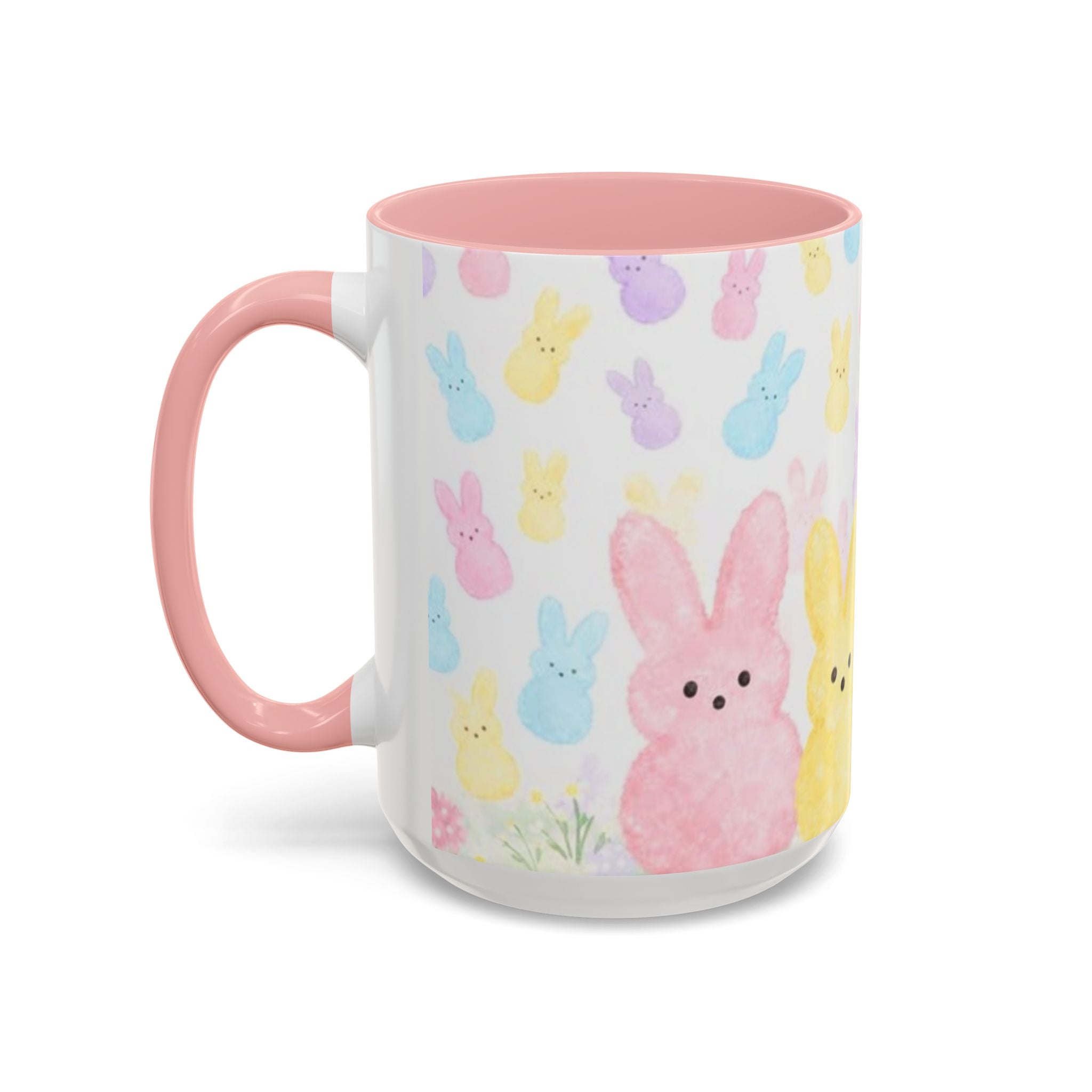 Pastel Peeps Easter Coffee Mug — Cute Bunny Pattern Accent Mug (11/15oz)