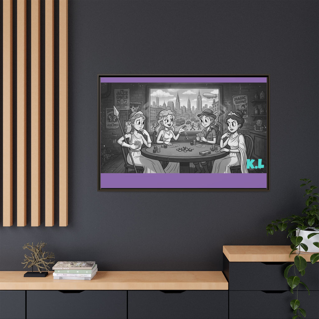 Framed Matte Canvas - Vintage Goddess Poker Night Print