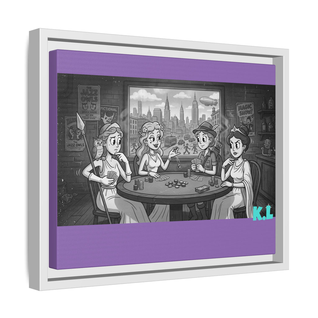 Framed Matte Canvas - Vintage Goddess Poker Night Print