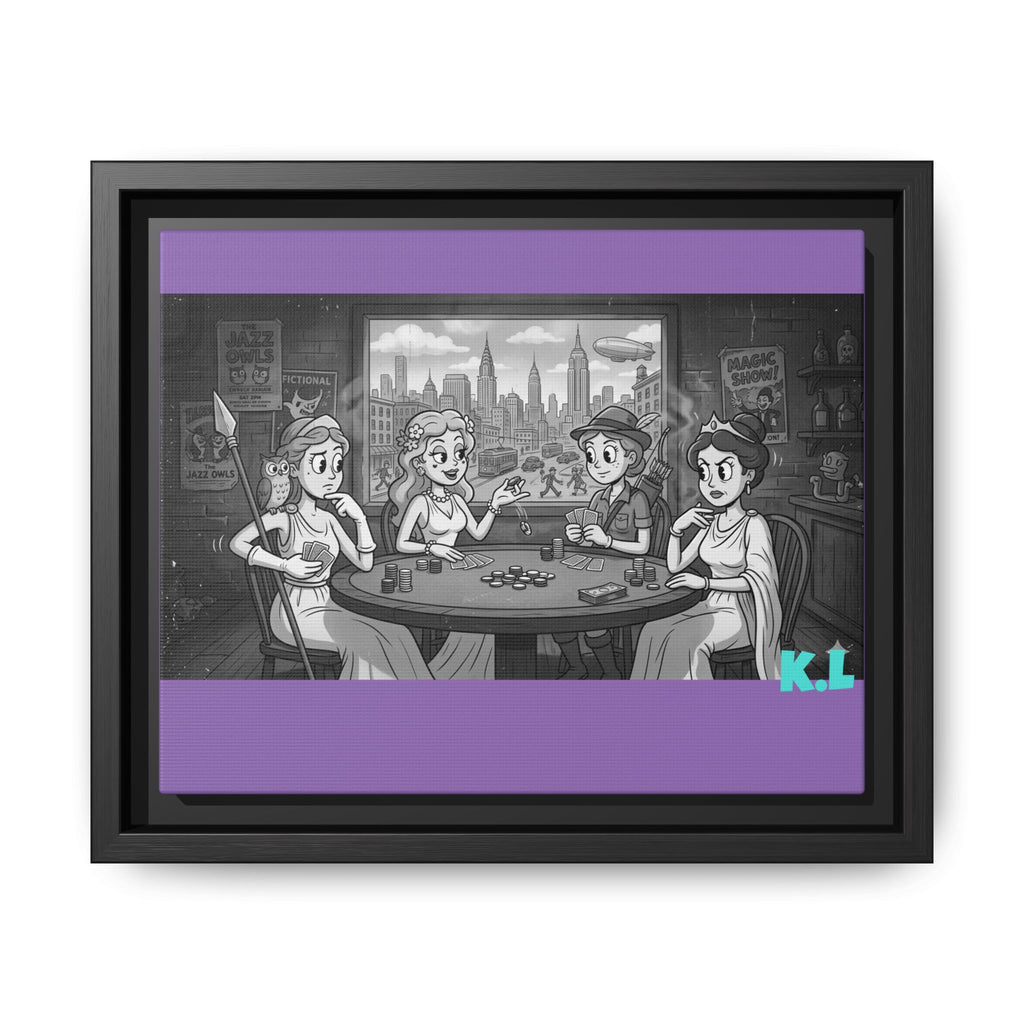 Framed Matte Canvas - Vintage Goddess Poker Night Print