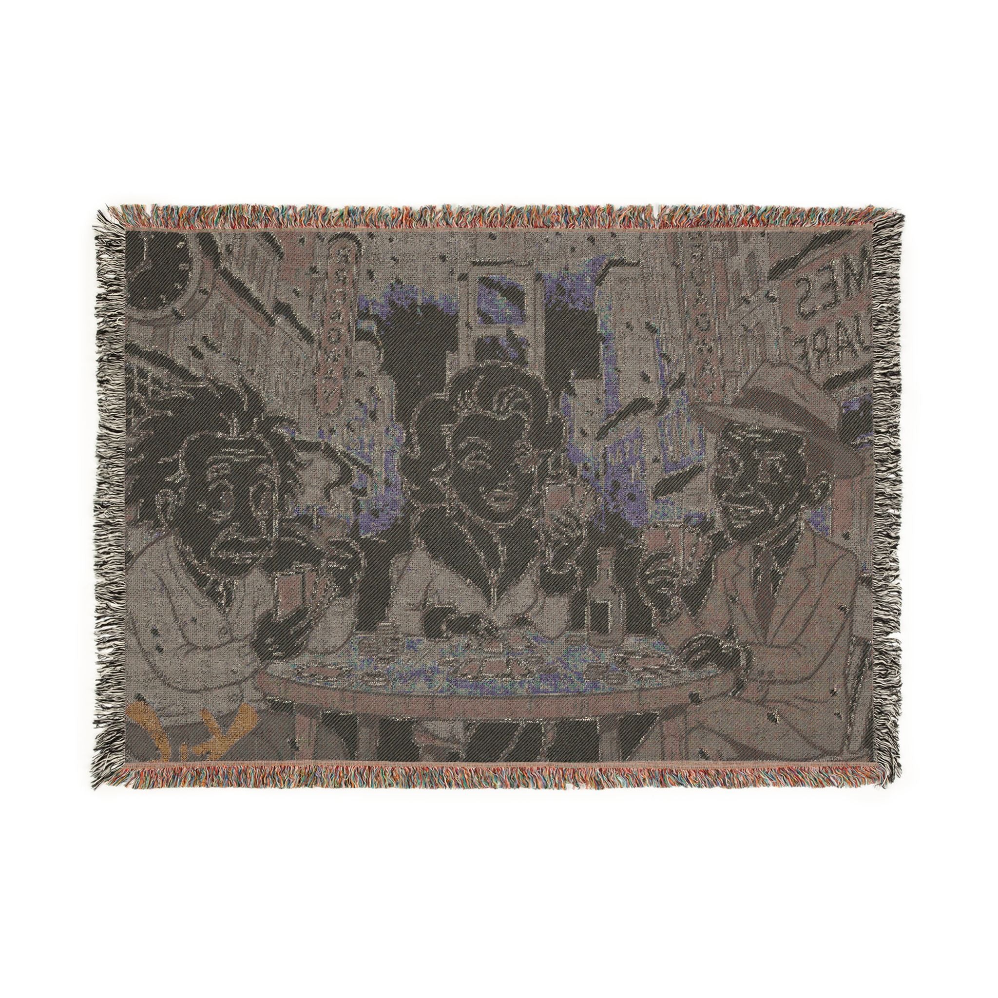 Vintage Movie Night Woven Blanket — Retro Film Stars Throw for Cozy Home & Gifts