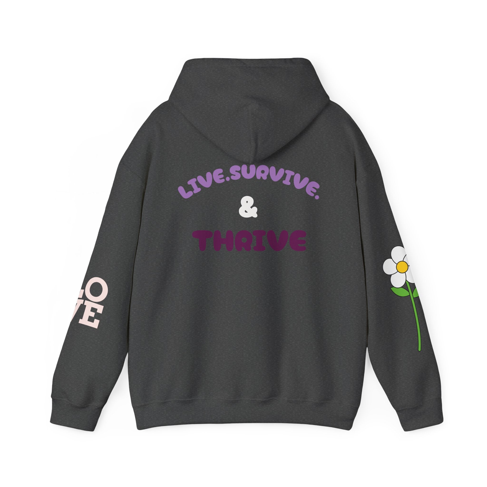 Hoodie — Live, Survive & Thrive Floral Smiley Motivational Hoodie