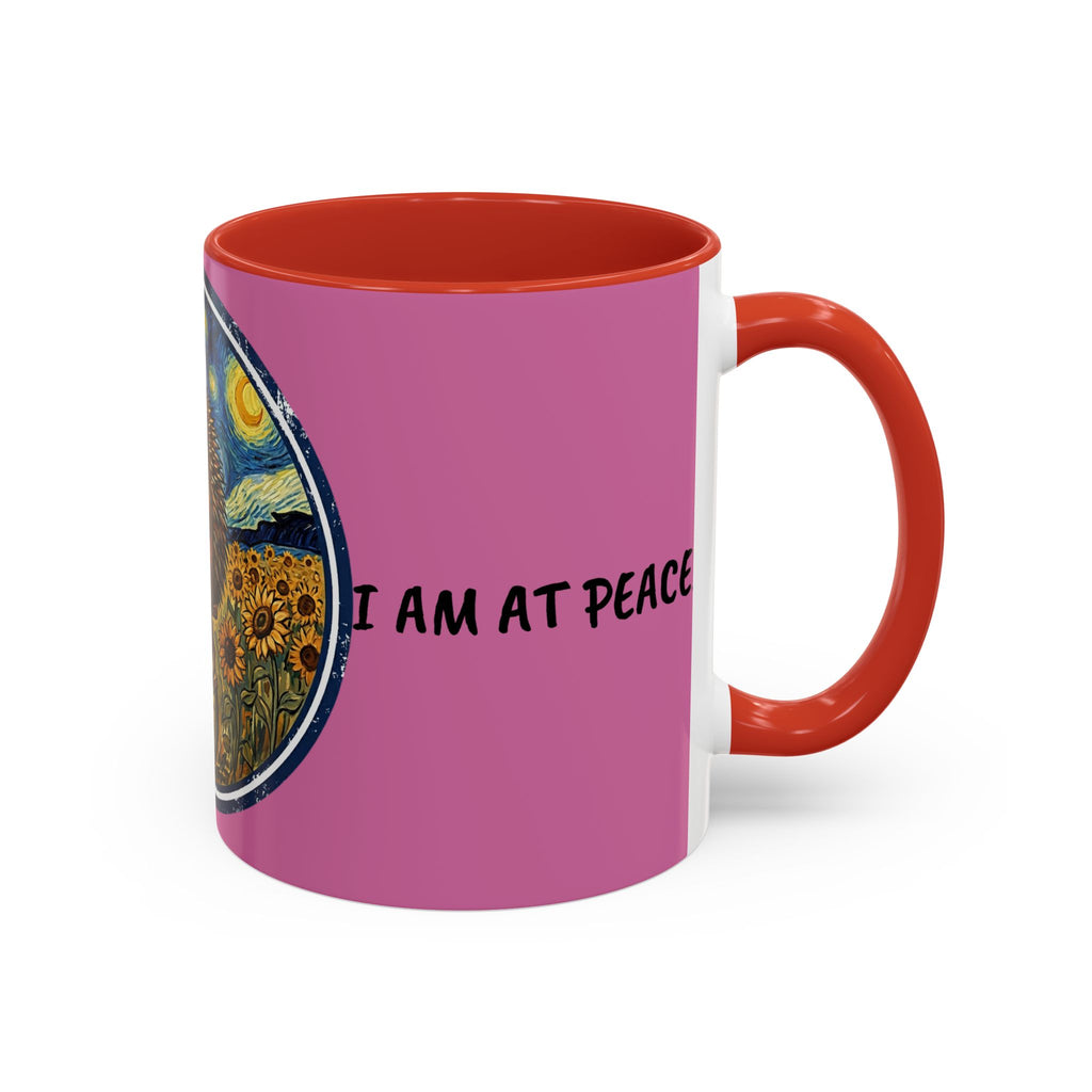 Hedgehog Sunflower Coffee Mug — "I Am At Peace" Accent Ceramic Mug
