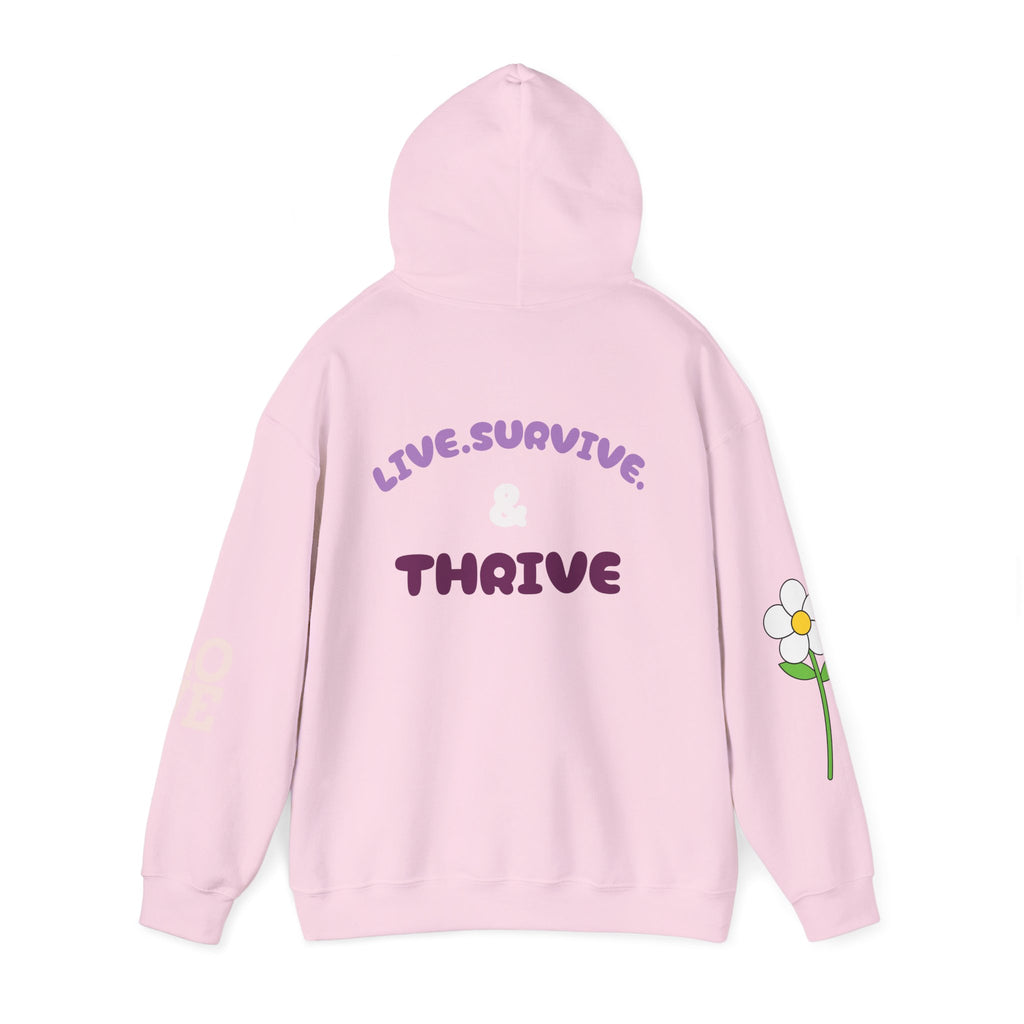 Hoodie — Live, Survive & Thrive Floral Smiley Motivational Hoodie