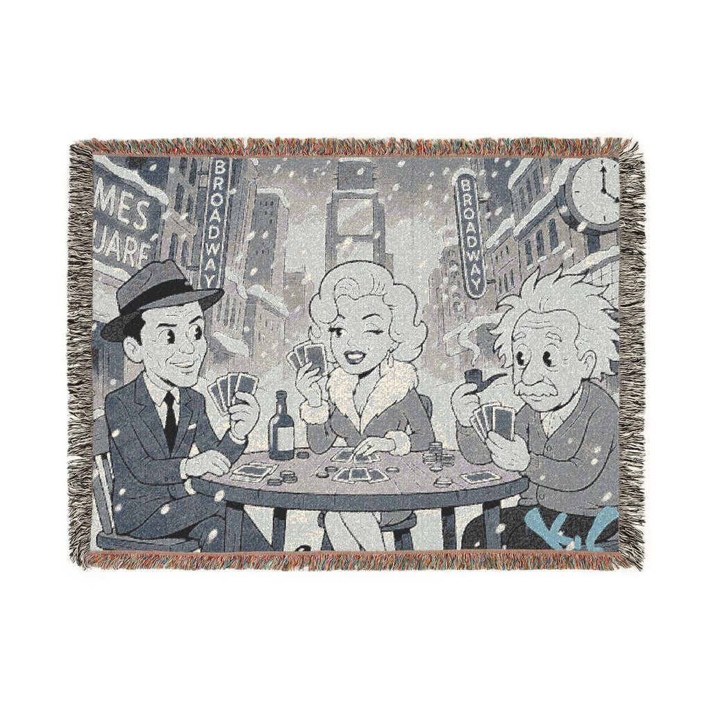 Vintage Movie Night Woven Blanket — Retro Film Stars Throw for Cozy Home & Gifts