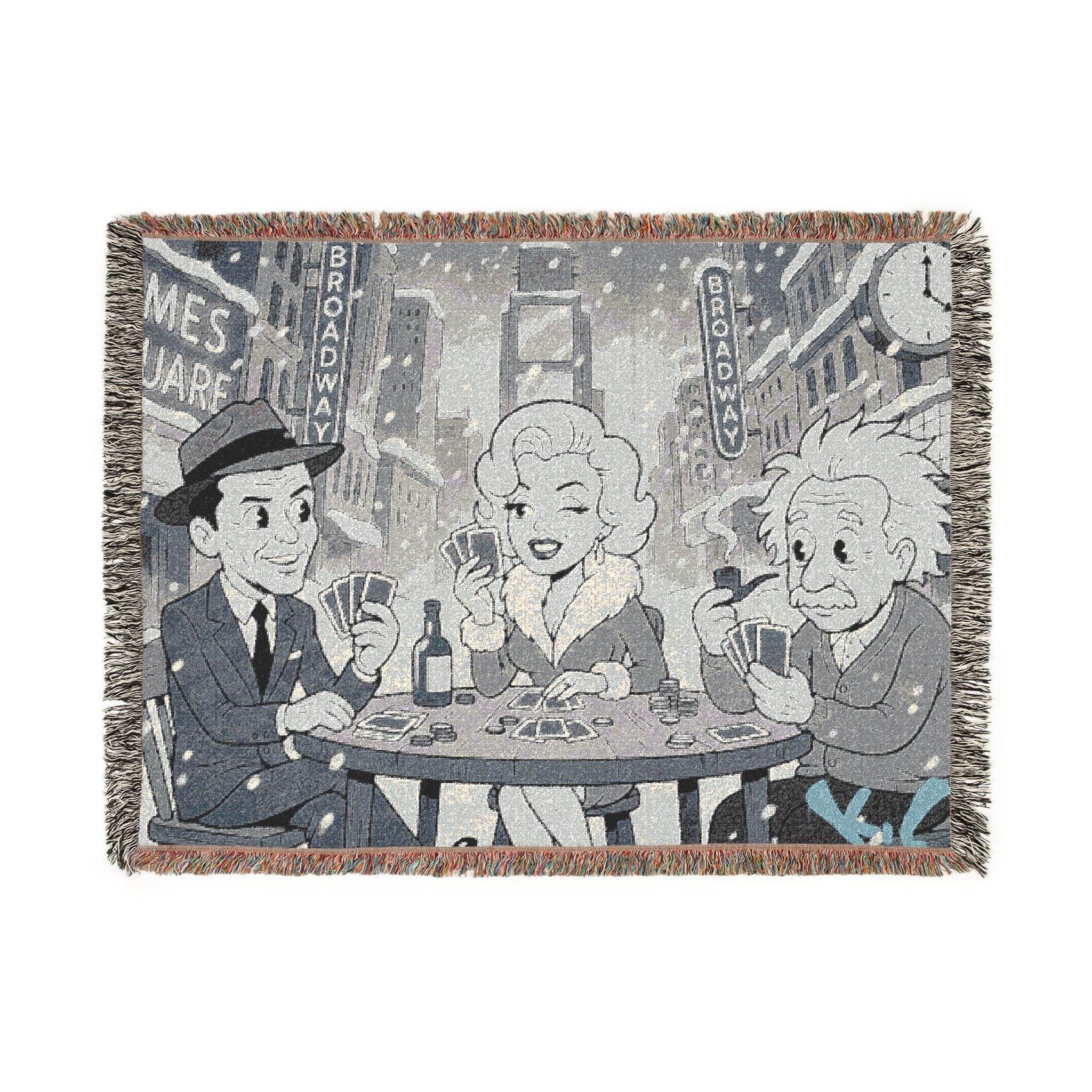 Vintage Movie Night Woven Blanket — Retro Film Stars Throw for Cozy Home & Gifts