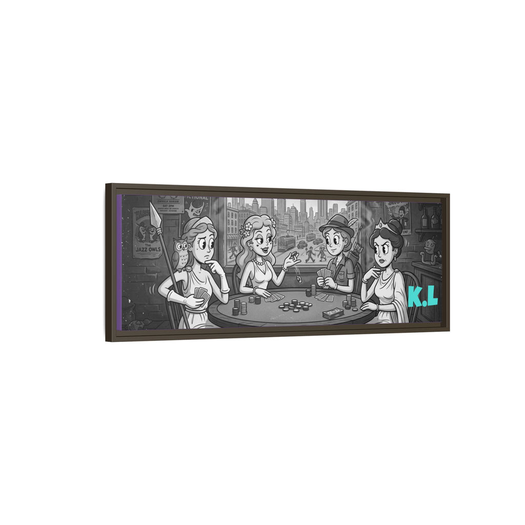 Framed Matte Canvas - Vintage Goddess Poker Night Print