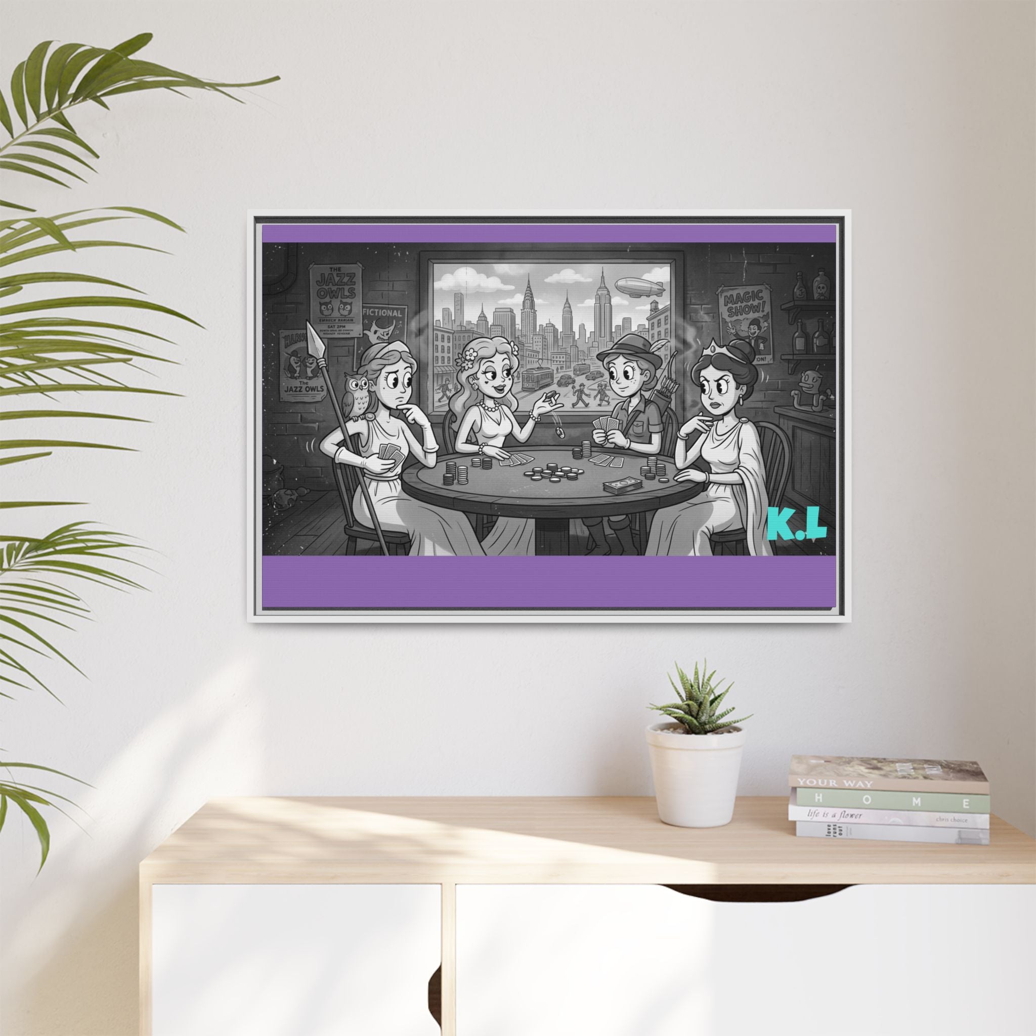 Framed Matte Canvas - Vintage Goddess Poker Night Print