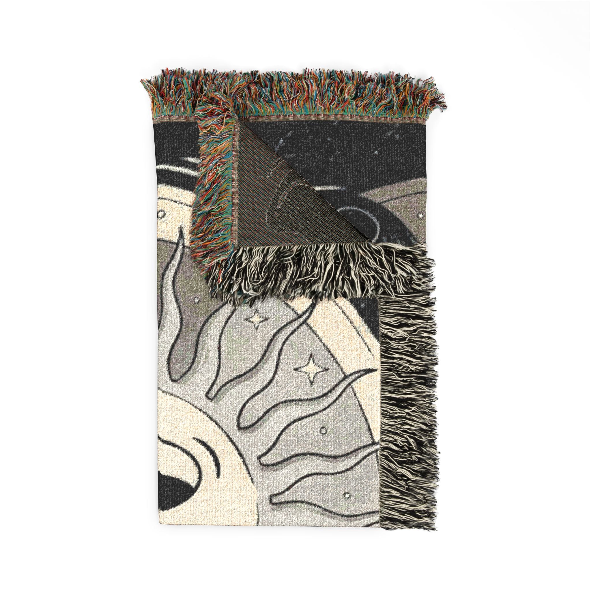 Sun & Planet Woven Blanket — Celestial Cozy Throw
