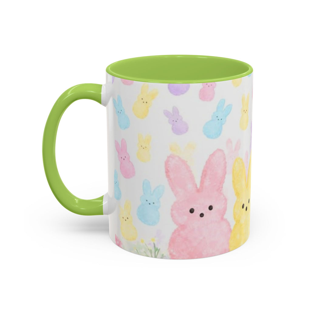 Pastel Peeps Easter Coffee Mug — Cute Bunny Pattern Accent Mug (11/15oz)