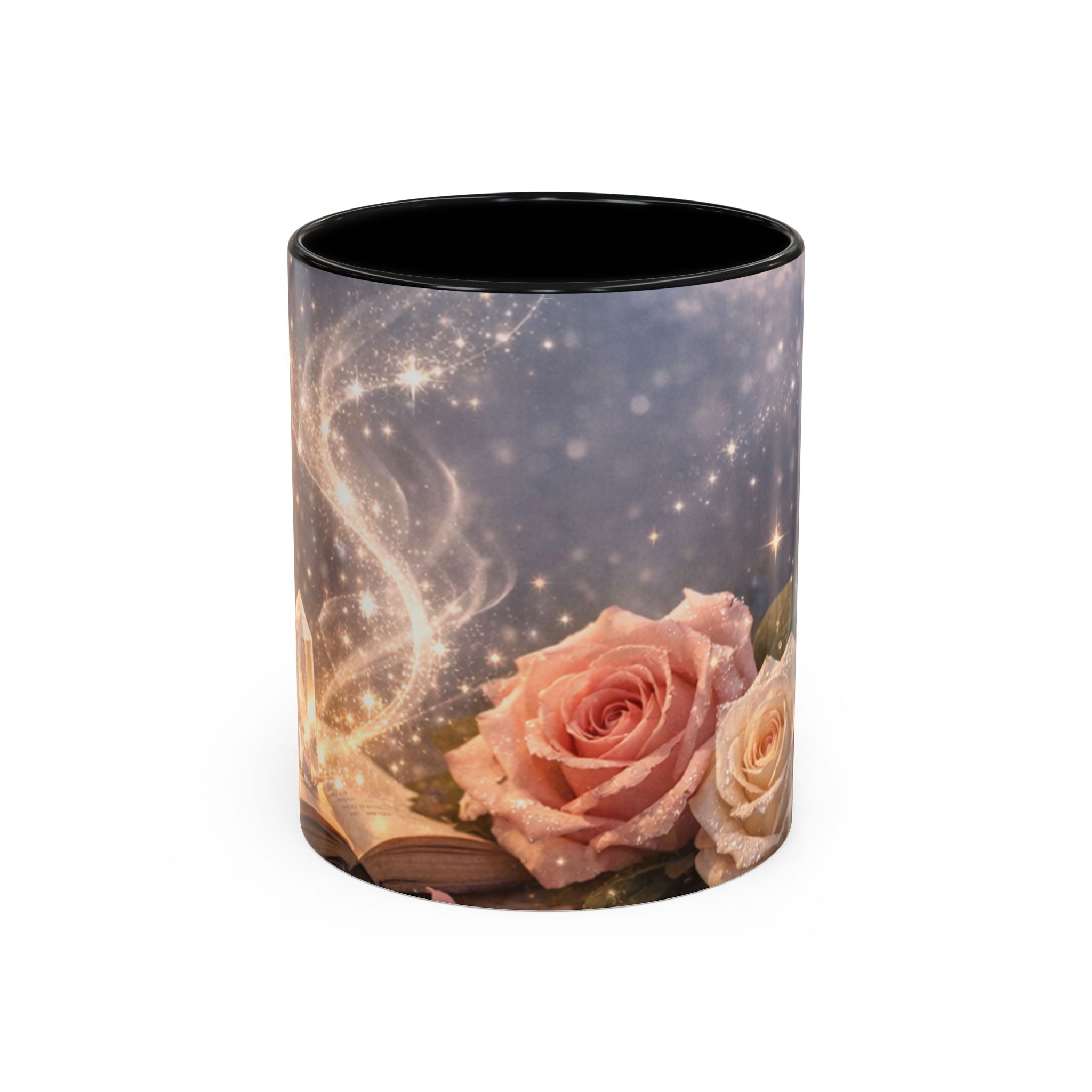 Vintage Rose & Perfume Accent Coffee Mug — Sparkling Floral 11/15oz