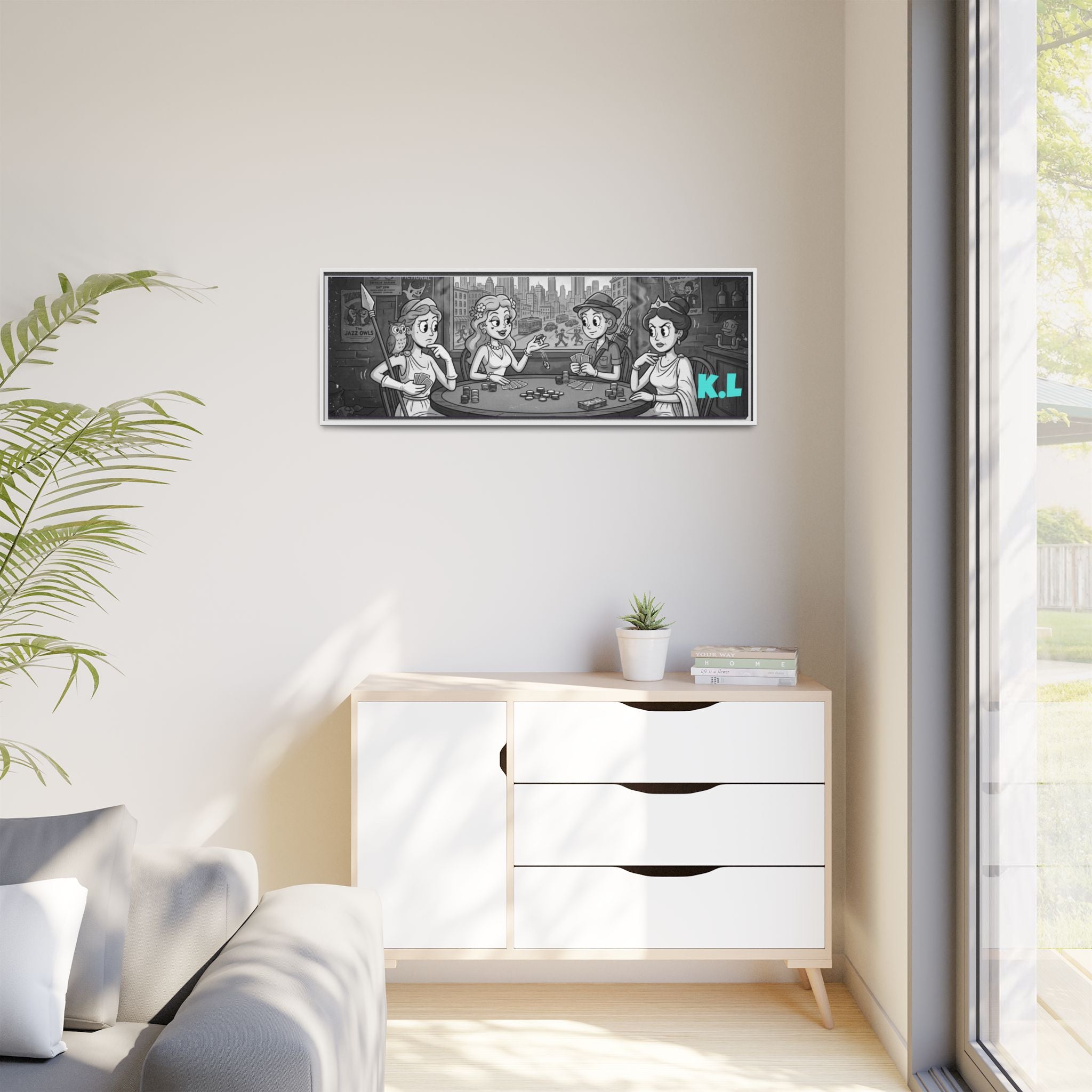 Framed Matte Canvas - Vintage Goddess Poker Night Print