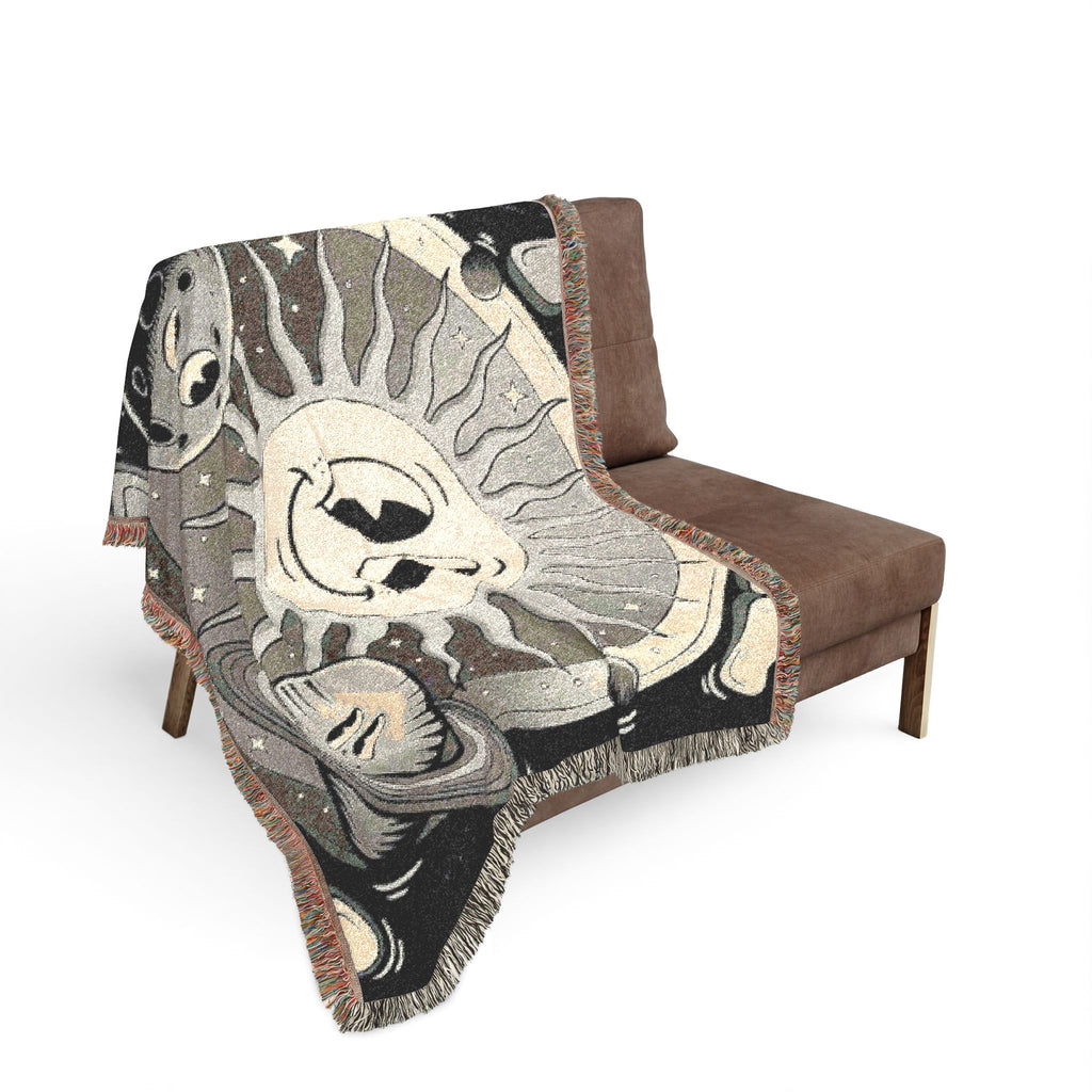 Sun & Planet Woven Blanket — Celestial Cozy Throw