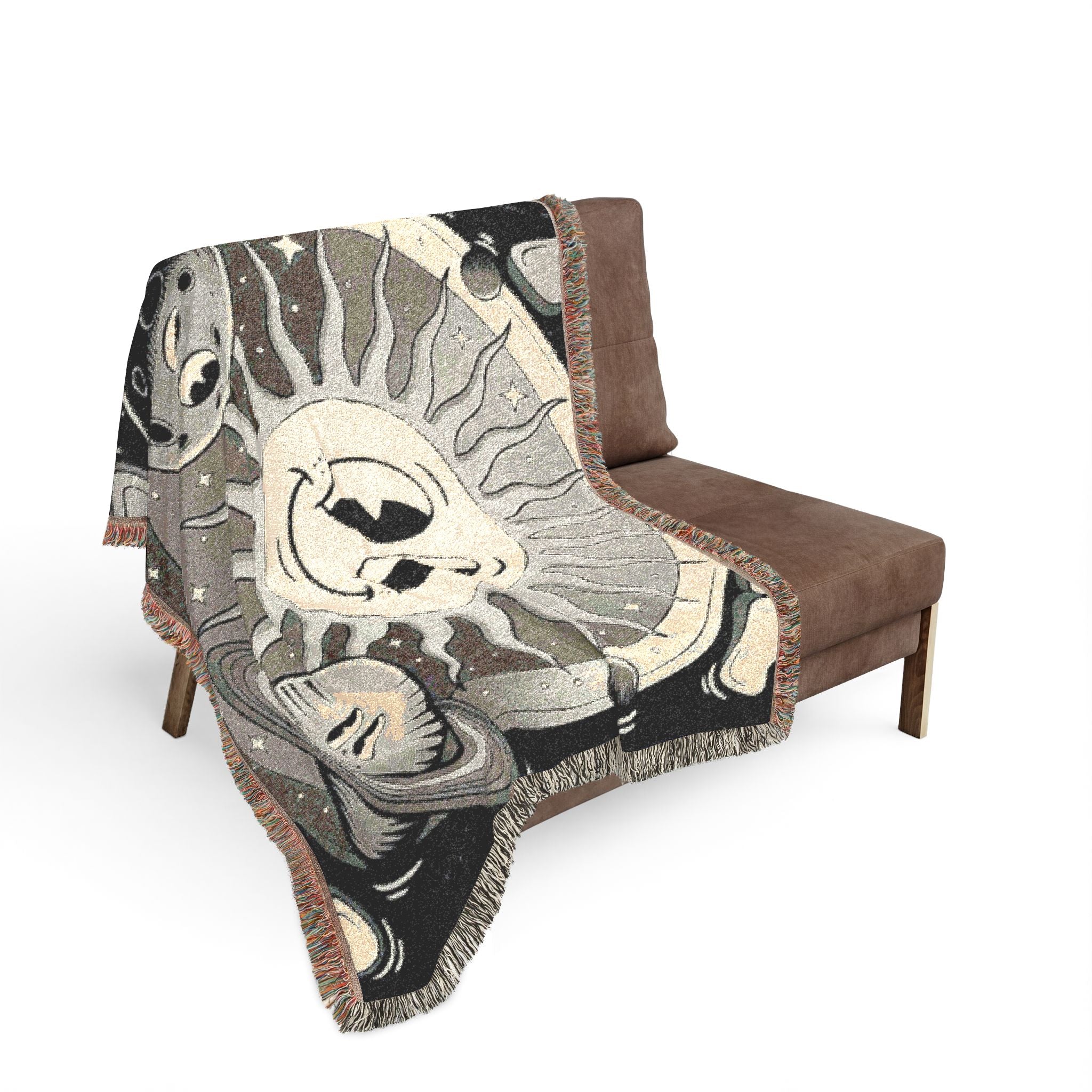 Sun & Planet Woven Blanket — Celestial Cozy Throw