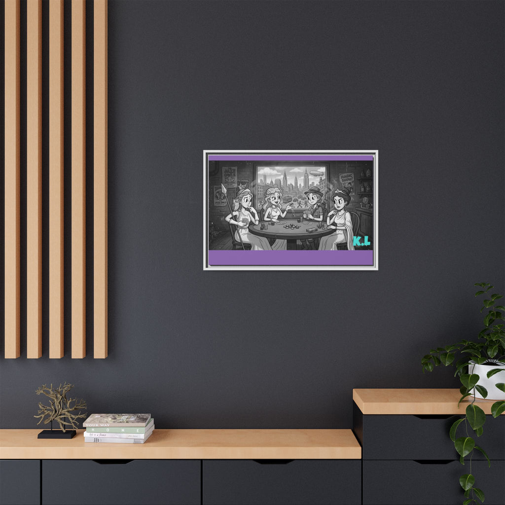 Framed Matte Canvas - Vintage Goddess Poker Night Print