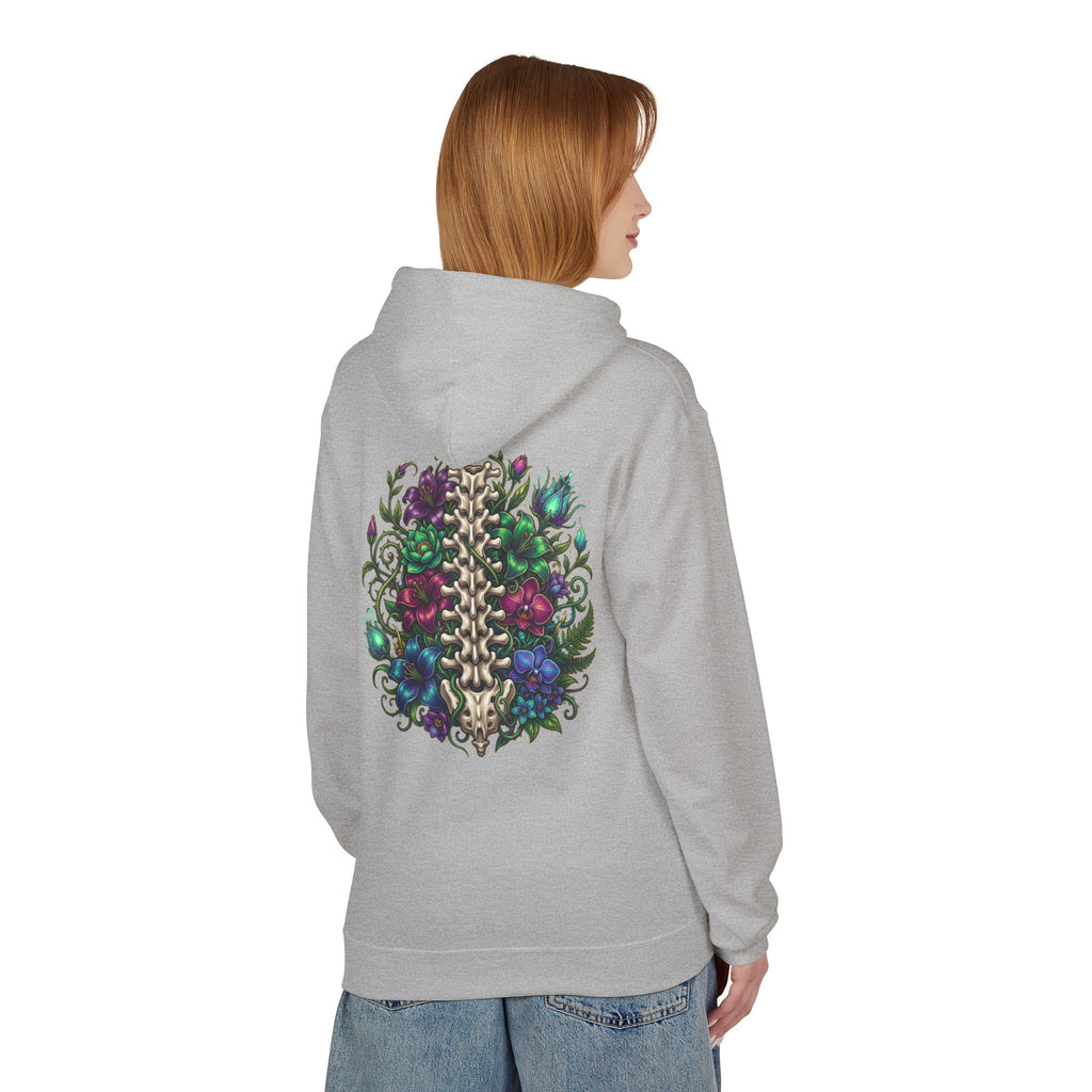 Spine & Blossoms Hoodie — "Soft Heart, Strong Spine!" Graphic Pullover