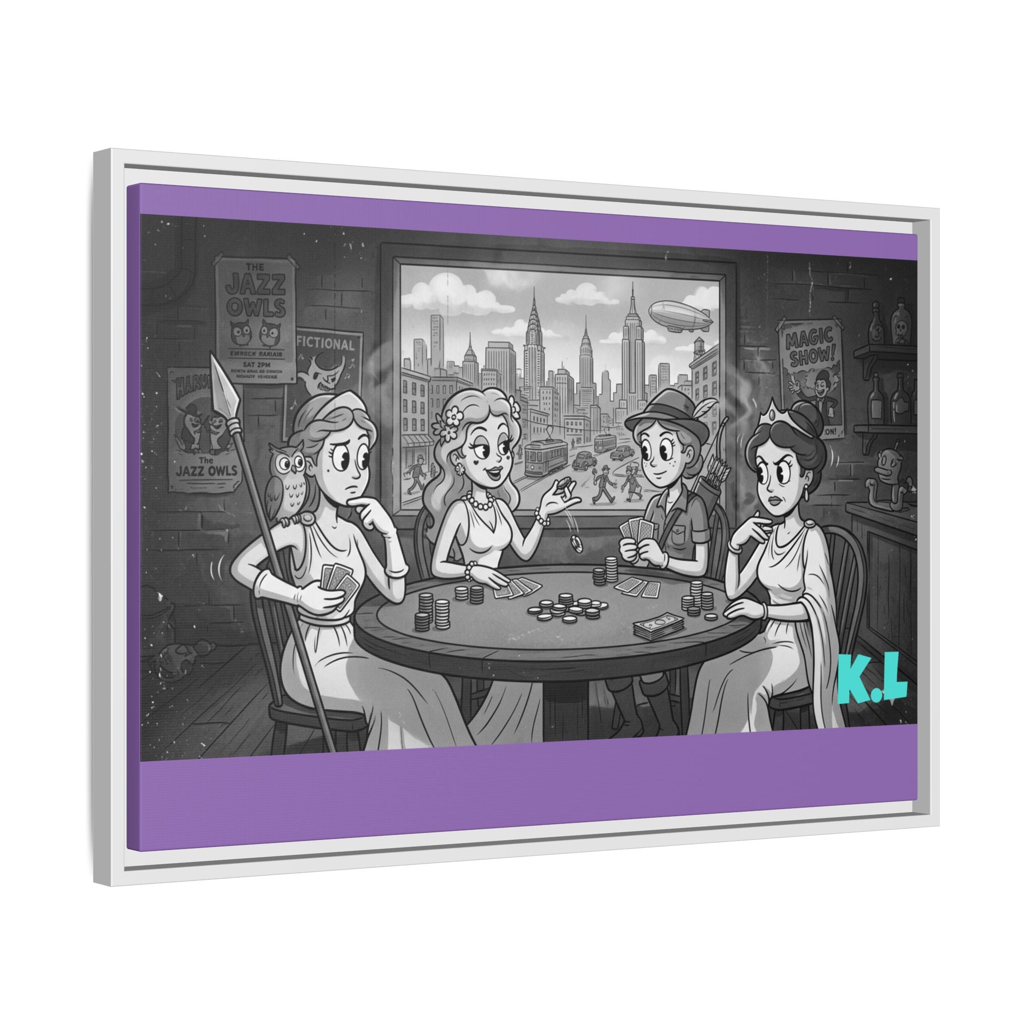 Framed Matte Canvas - Vintage Goddess Poker Night Print