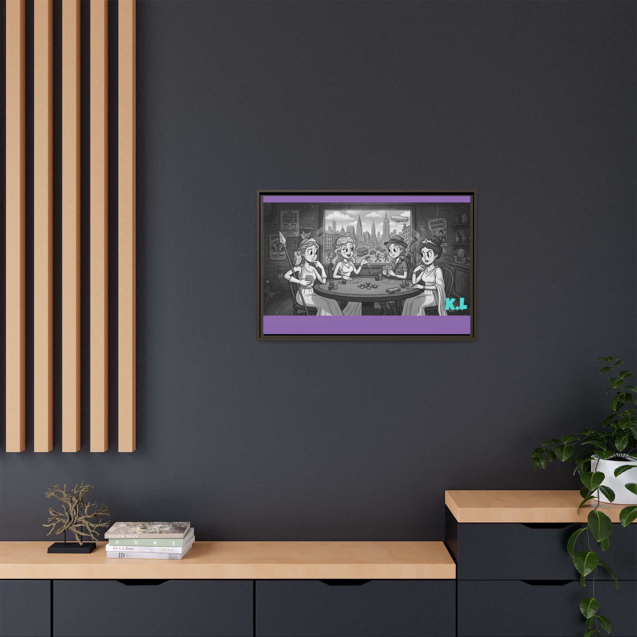 Framed Matte Canvas - Vintage Goddess Poker Night Print