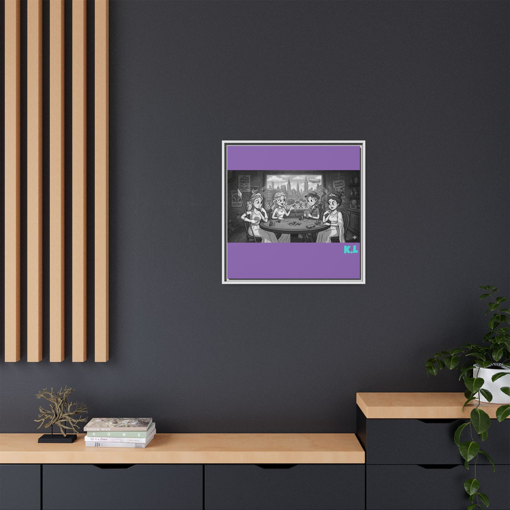 Framed Matte Canvas - Vintage Goddess Poker Night Print