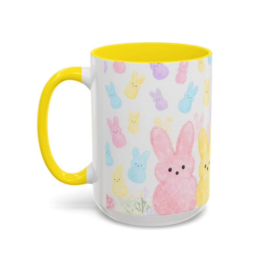 Pastel Peeps Easter Coffee Mug — Cute Bunny Pattern Accent Mug (11/15oz)