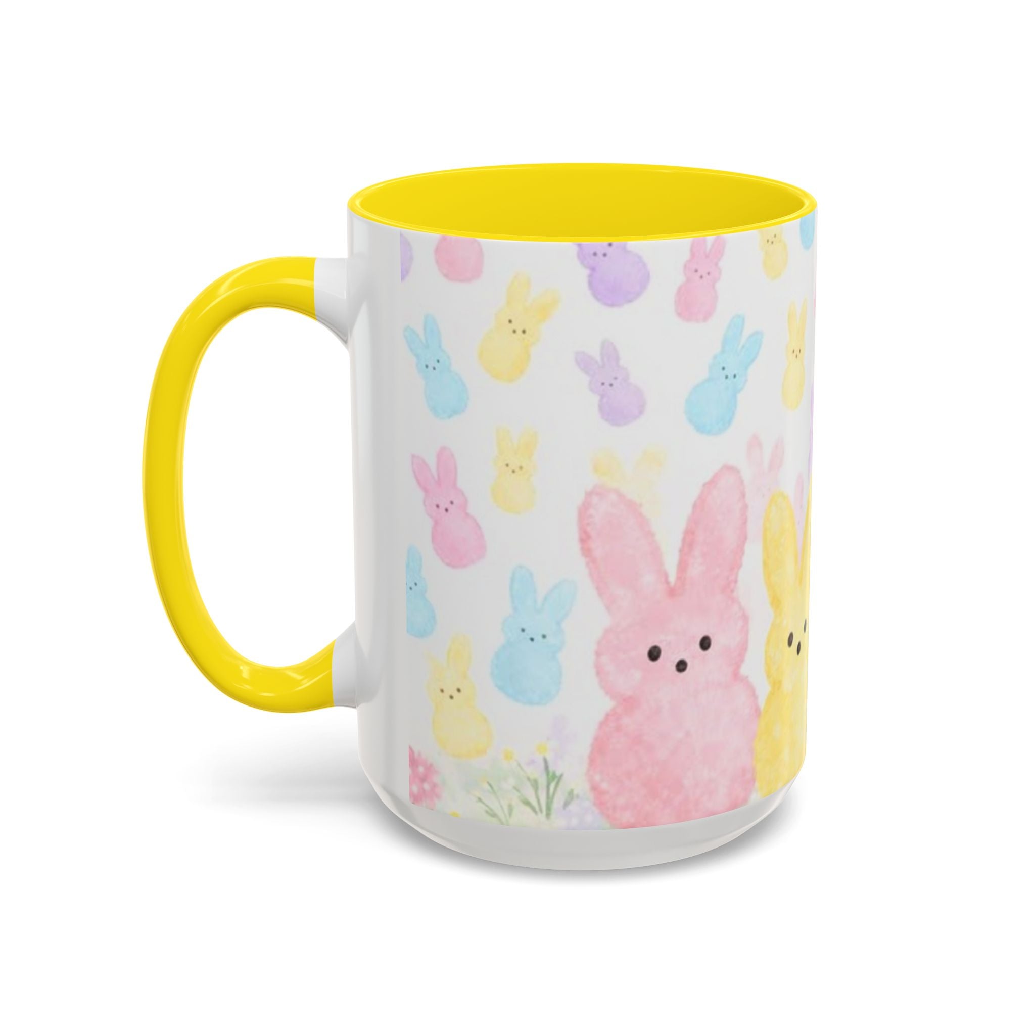 Pastel Peeps Easter Coffee Mug — Cute Bunny Pattern Accent Mug (11/15oz)