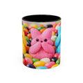 Easter Candy Peeps Coffee Mug — Colorful Jellybean & Marshmallow Bunny Accent Mug (11/15oz)