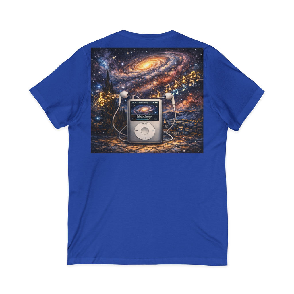 Galaxy iPod Music Tee — Retro Space Music V-Neck T‑Shirt