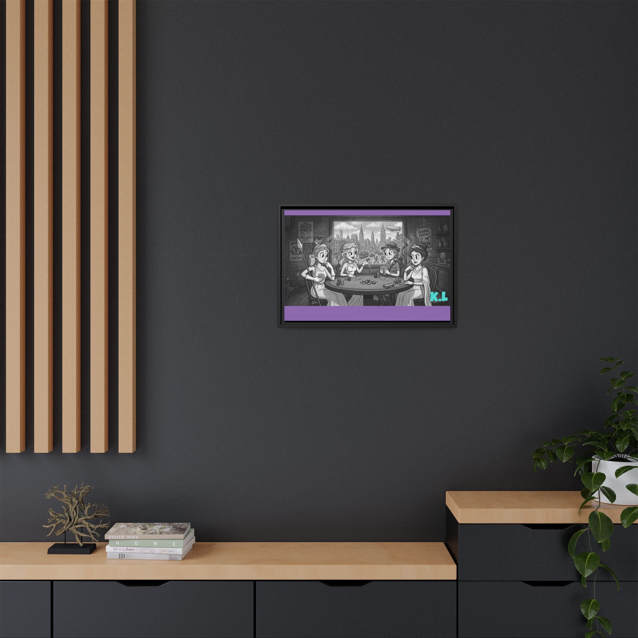 Framed Matte Canvas - Vintage Goddess Poker Night Print
