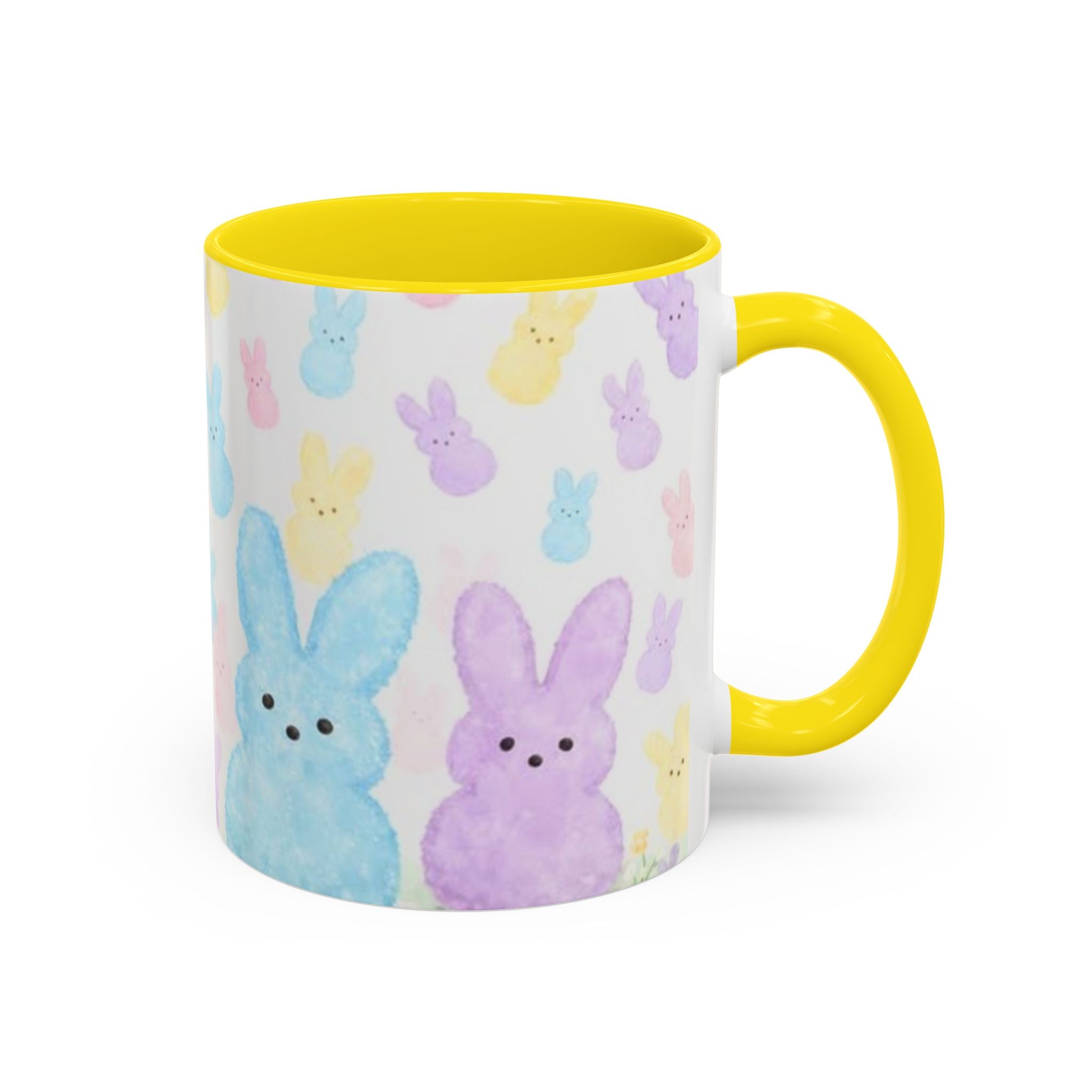 Pastel Peeps Easter Coffee Mug — Cute Bunny Pattern Accent Mug (11/15oz)