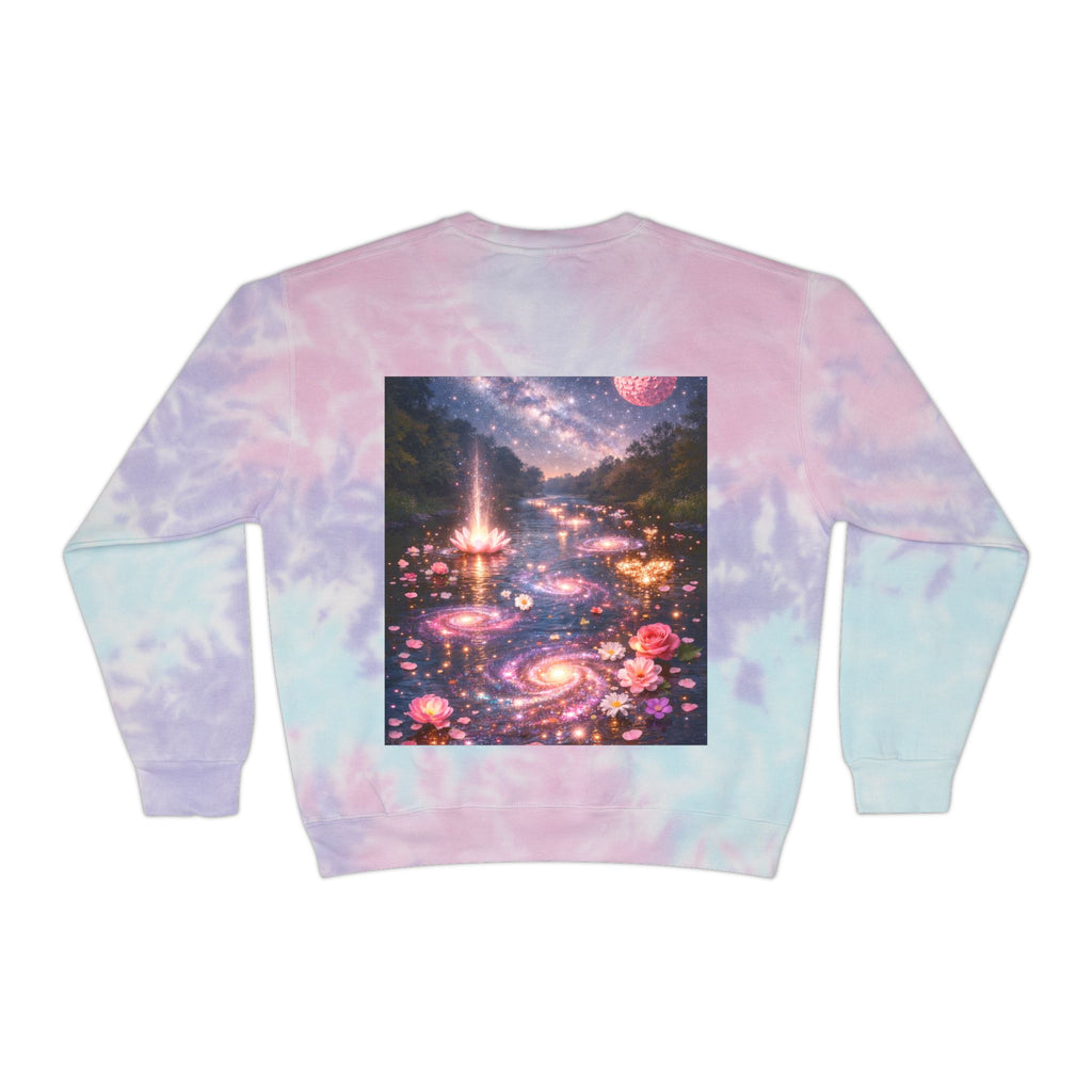 Tie-Dye Sweatshirt — "Dripping in Purpose!" Motivational Blue Tie-Dye Crewneck