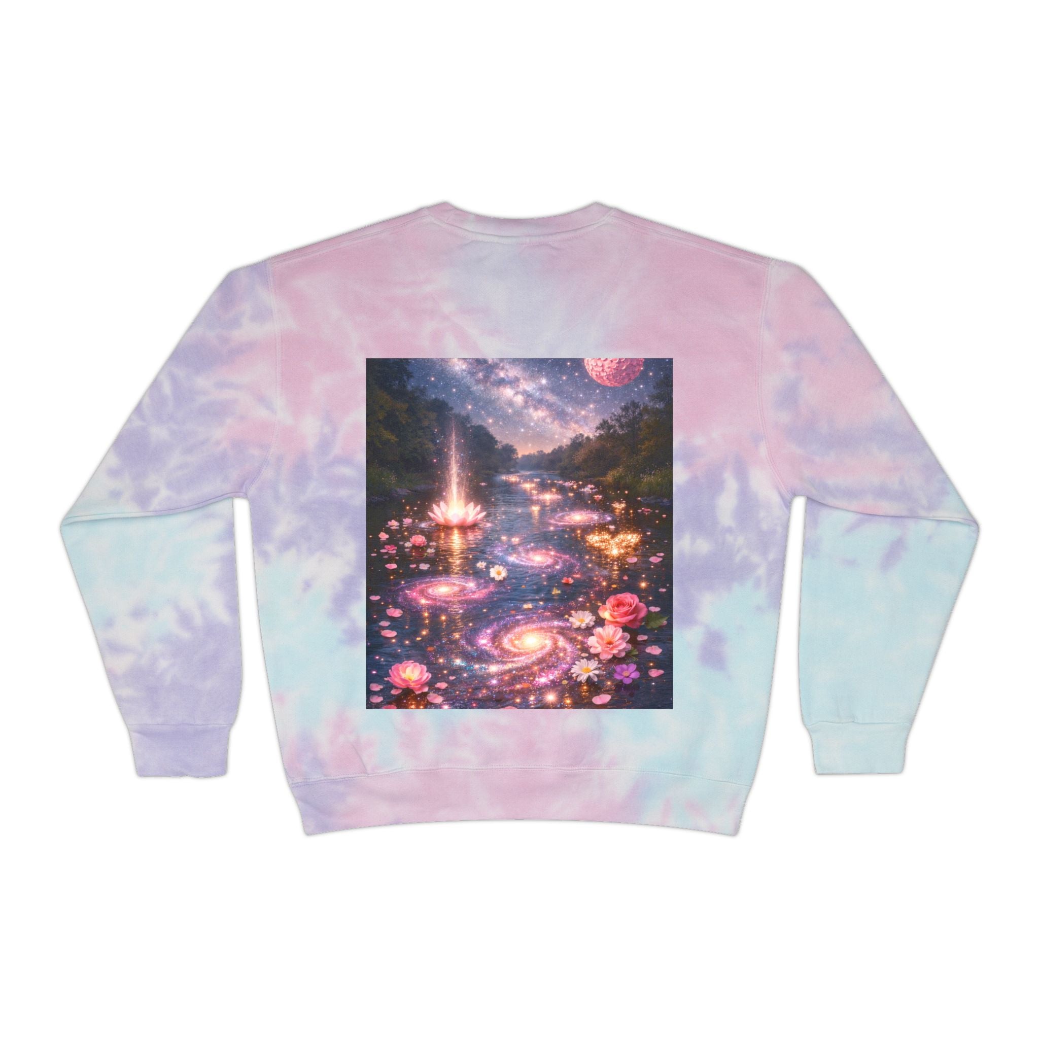 Tie-Dye Sweatshirt — "Dripping in Purpose!" Motivational Blue Tie-Dye Crewneck