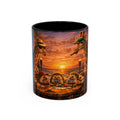 Sunset Poker Nights Animal Coffee Mug — Giraffe & Hedgehog Friends (11/15 oz)
