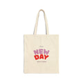 Canvas Tote Bag — "It's a New Day" Positive Quote & Floral Crystal Art Reusable Shopper