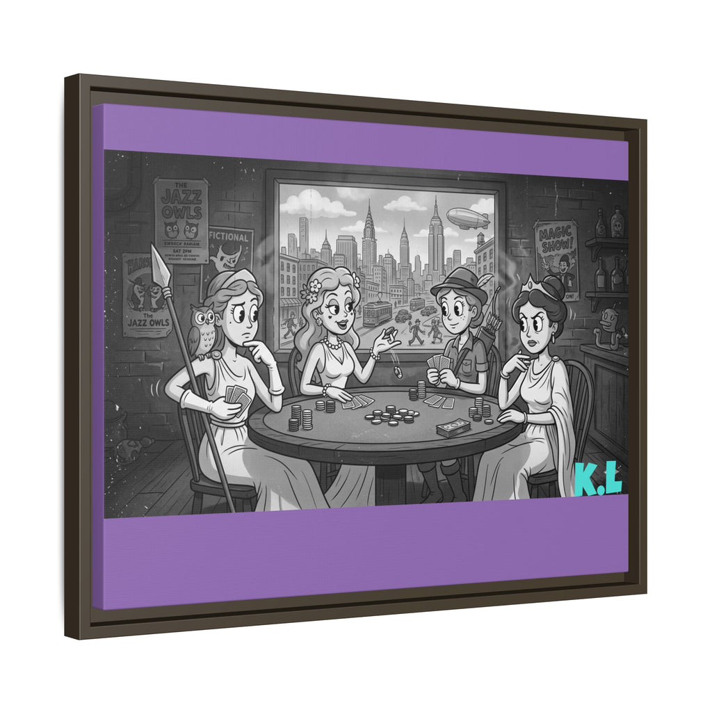 Framed Matte Canvas - Vintage Goddess Poker Night Print